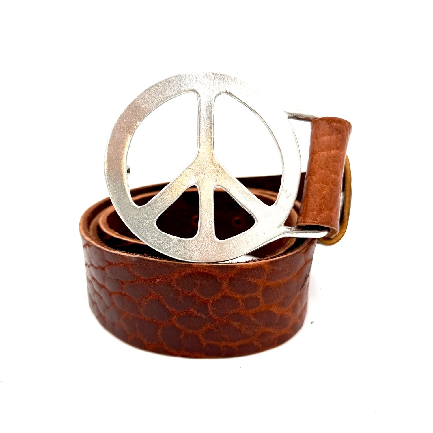 Lynn Tallerico Women's Brown Peace Belt In Pewter- Whiskey Medium Large In Brown
