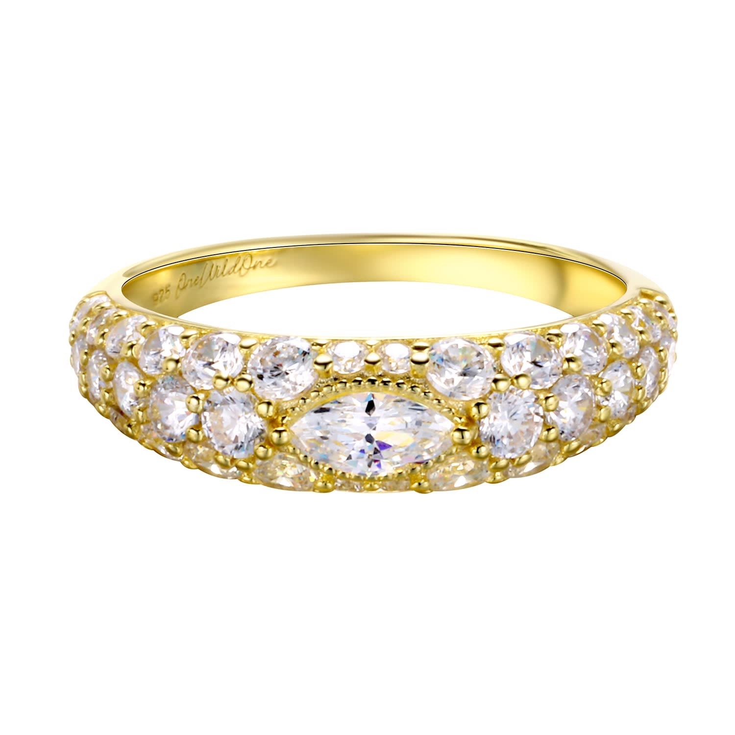 Onewildone Women's Gold Don't Make Me Choose Marquise + Round Band Ring