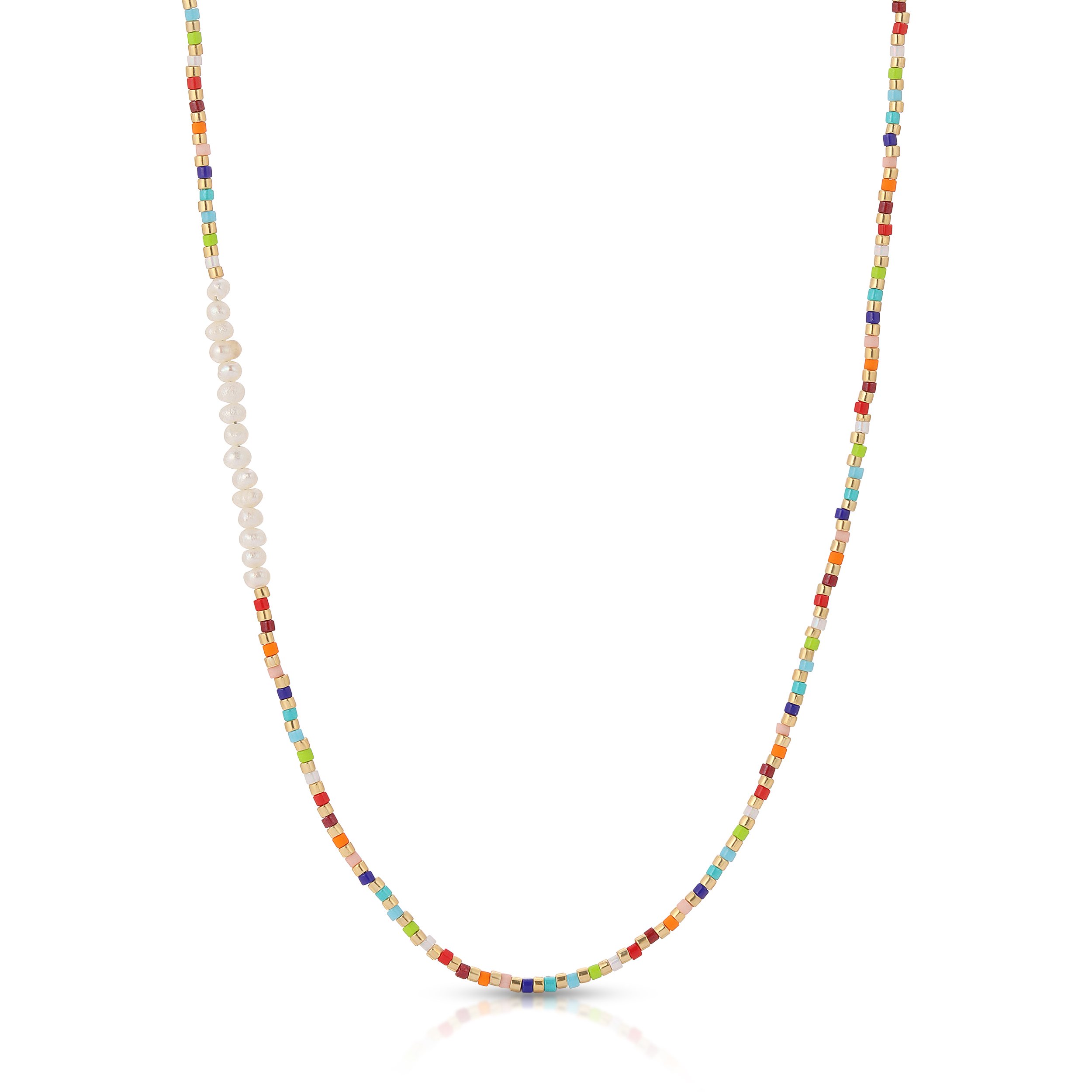 Essentials Jewels Women's Bead X Pearl Necklace In Multi