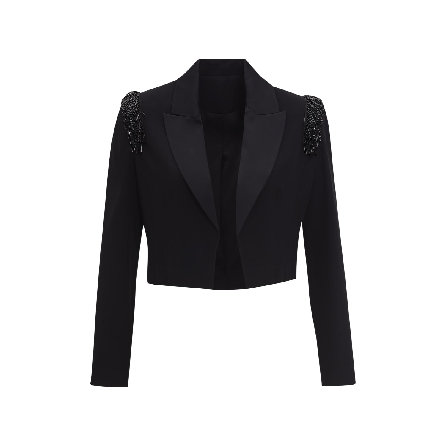 By Felizia Women's Black Embellished Crop Blazer