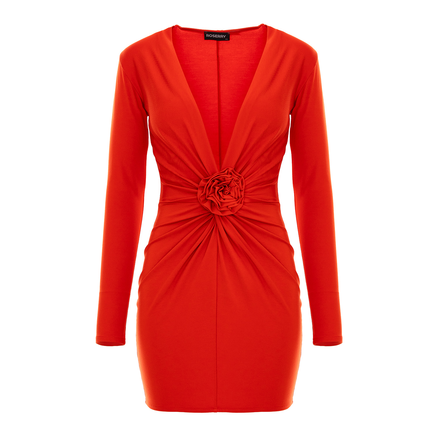 Roserry Women's Mallorca Mini Dress With Fixed Rosette Detail In Red In Red