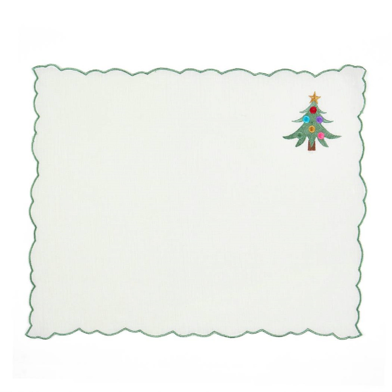 Km Home Collection Christmas Tree Embroidery Linen Placemats Set Of 2 In Multi