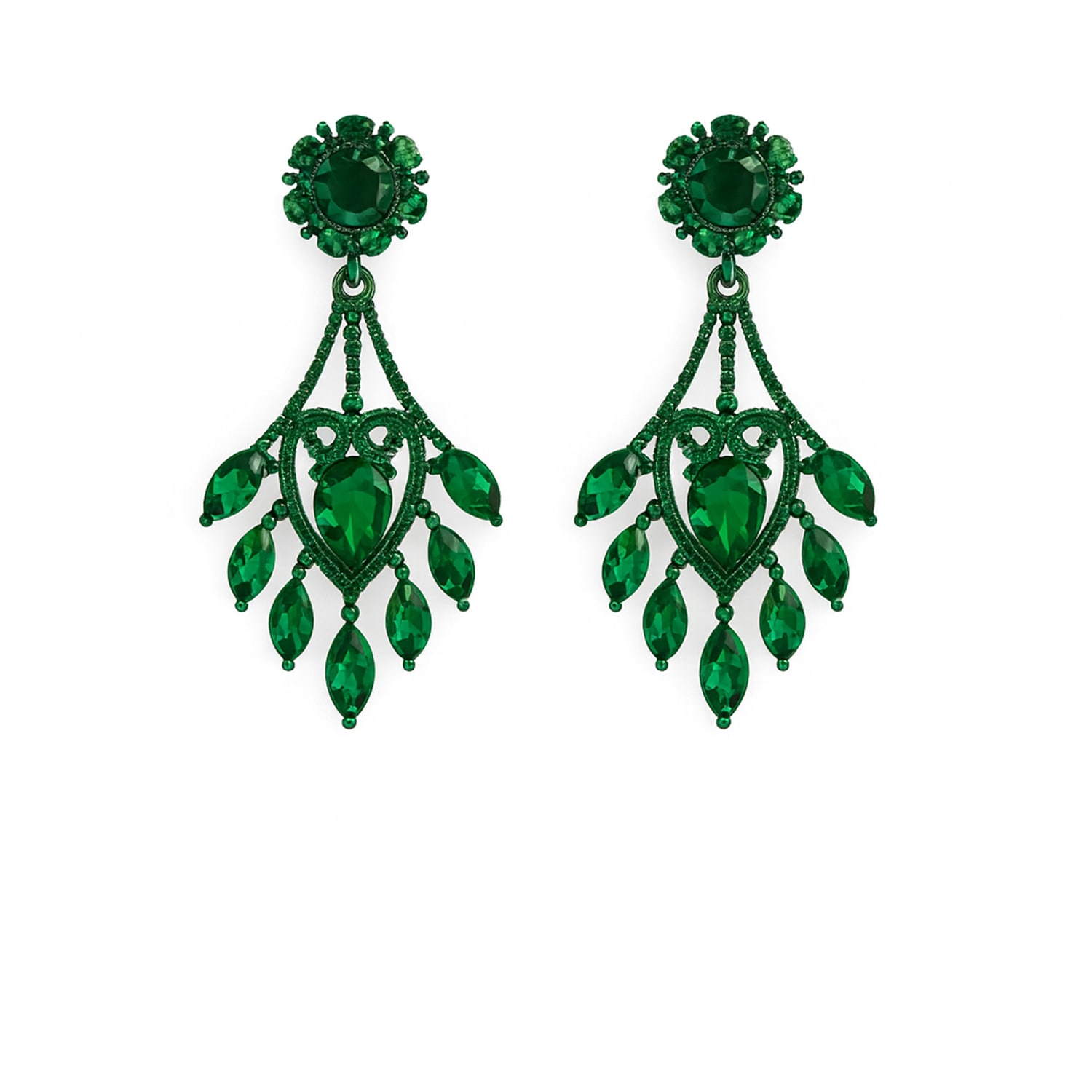 The Gala Women's Green Emerald Chandelier Cluster Earrings In Green