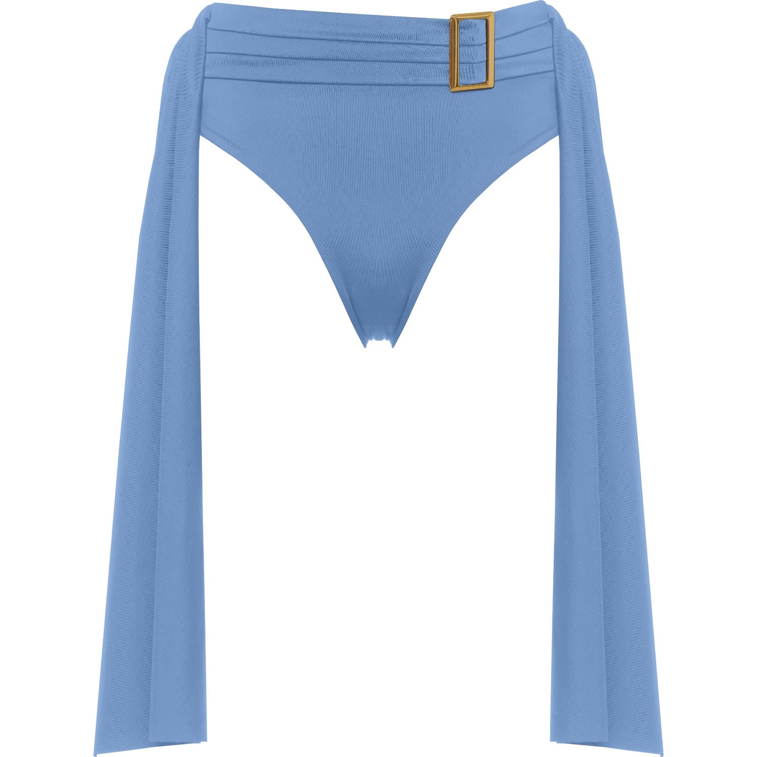 Women’s Amaze High Waisted Swimwear Bottom With Decorative Belt And Golden Buckle In Blue Extra Small Antoninias