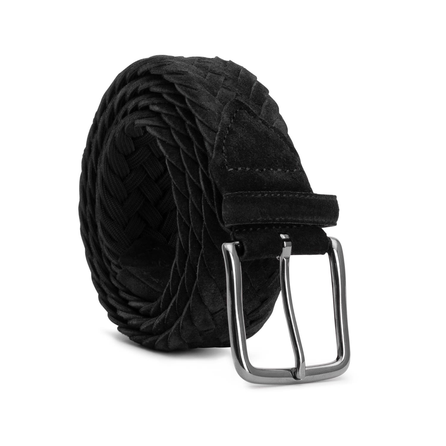 Men’s Braided Suede Belt Black Ernesto 44" Dalgado