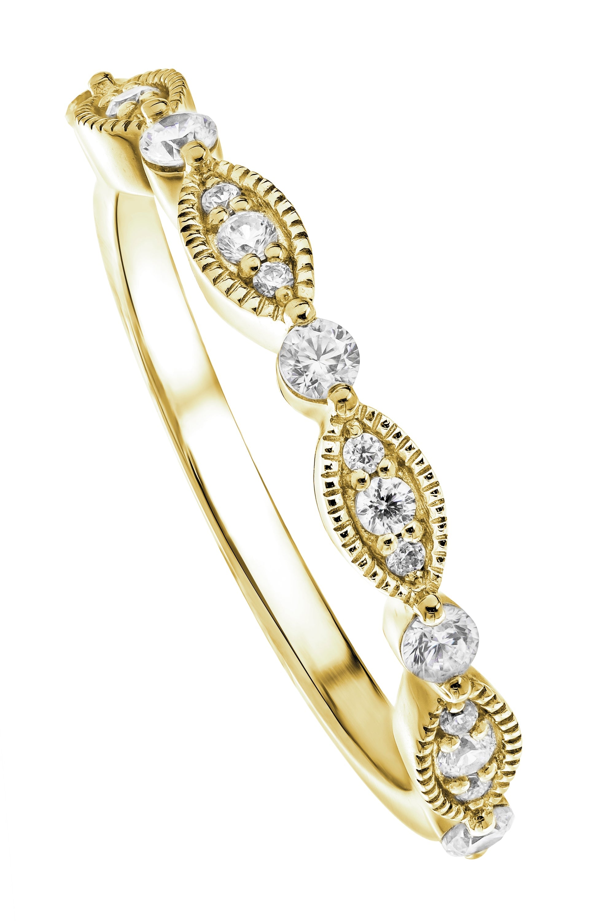 Women’s Florence Yellow Gold Lab Grown Diamond Vintage Inspired Wedding Band Ring Created Brilliance