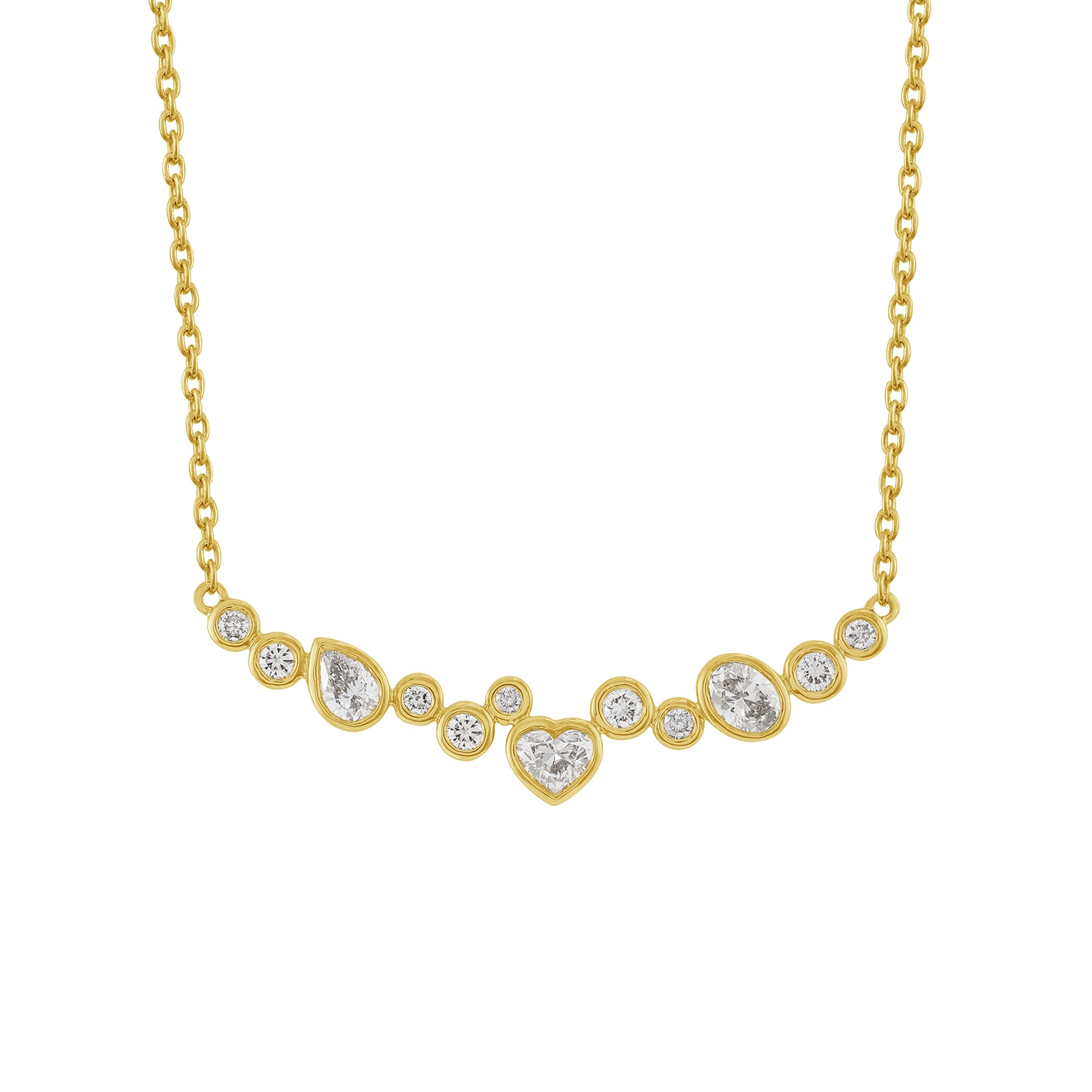 Artisan Women's Gold / White 14k Yellow Gold Designer Diamond Wedding Necklace In Multi