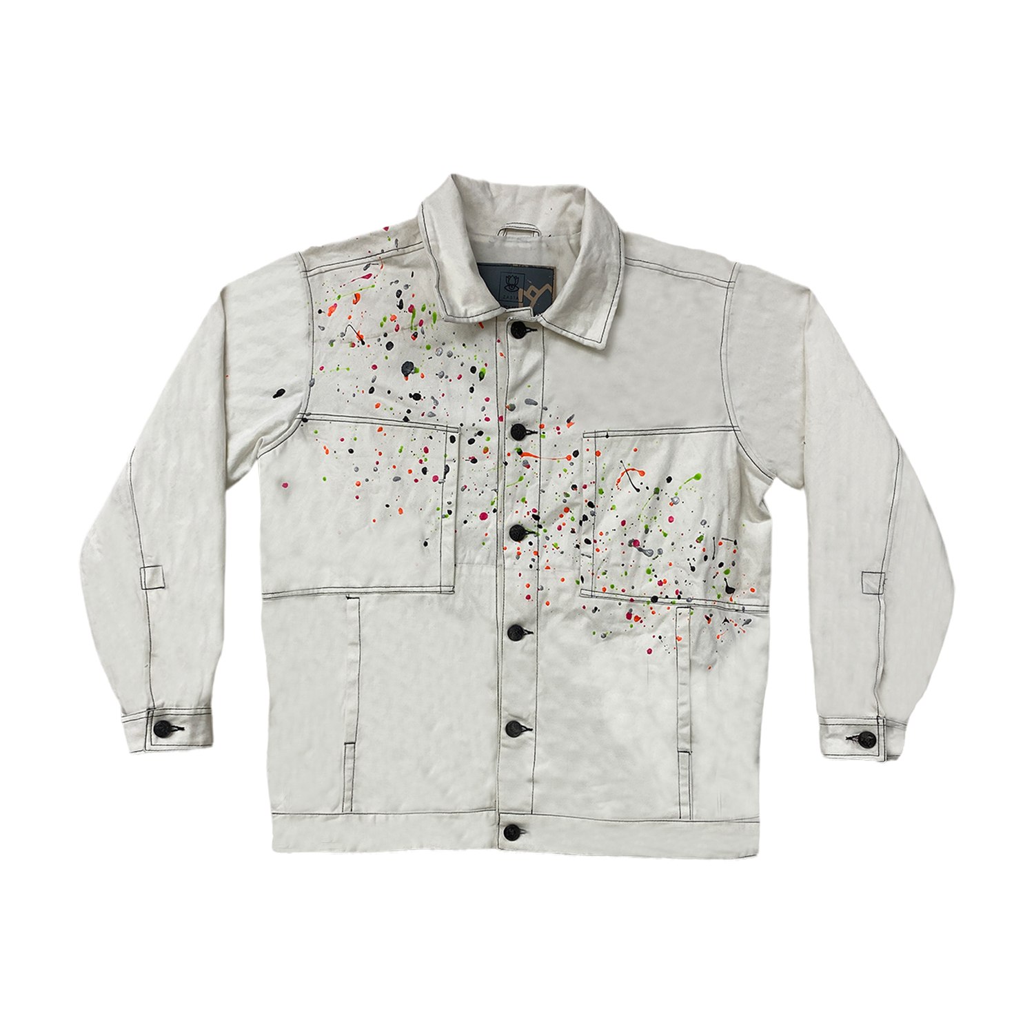 Zasta Studio Men's Color Palette Raw White Multispots Denim Jacket C Six