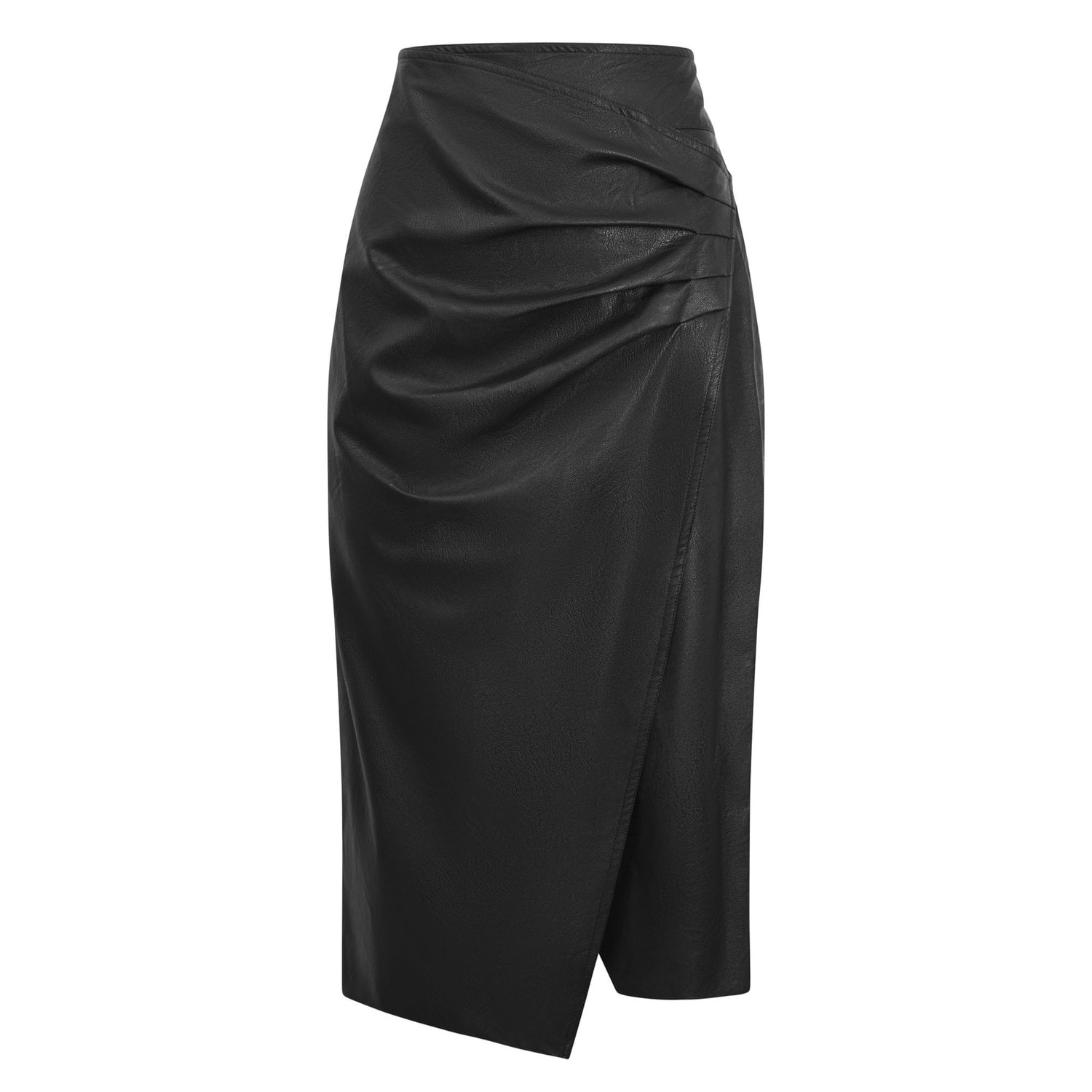 Women’s Faux Leather Side Ruched Skirt Black Small James Lakeland