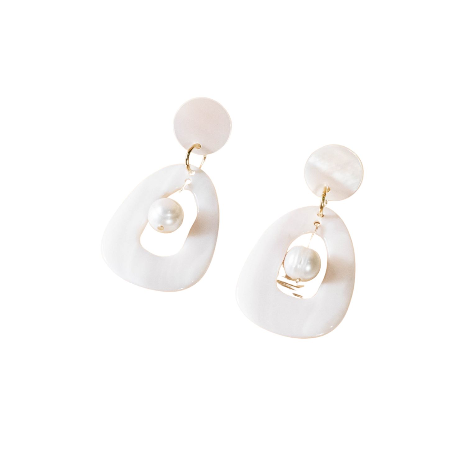 Likha Women's White Hollow Mother-of-pearl Earrings