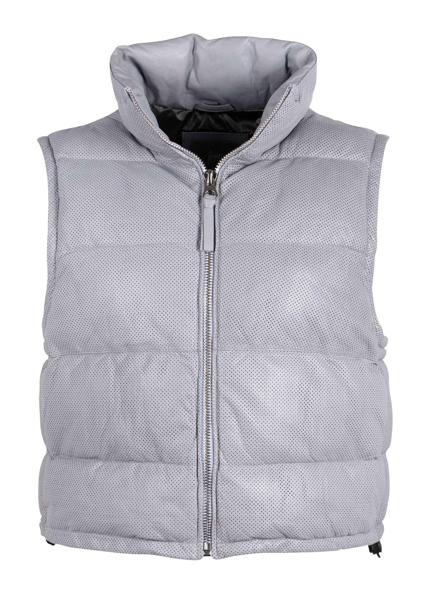 Mauritius Women's Ellice Os Leather Vest, Light Blue In Gray