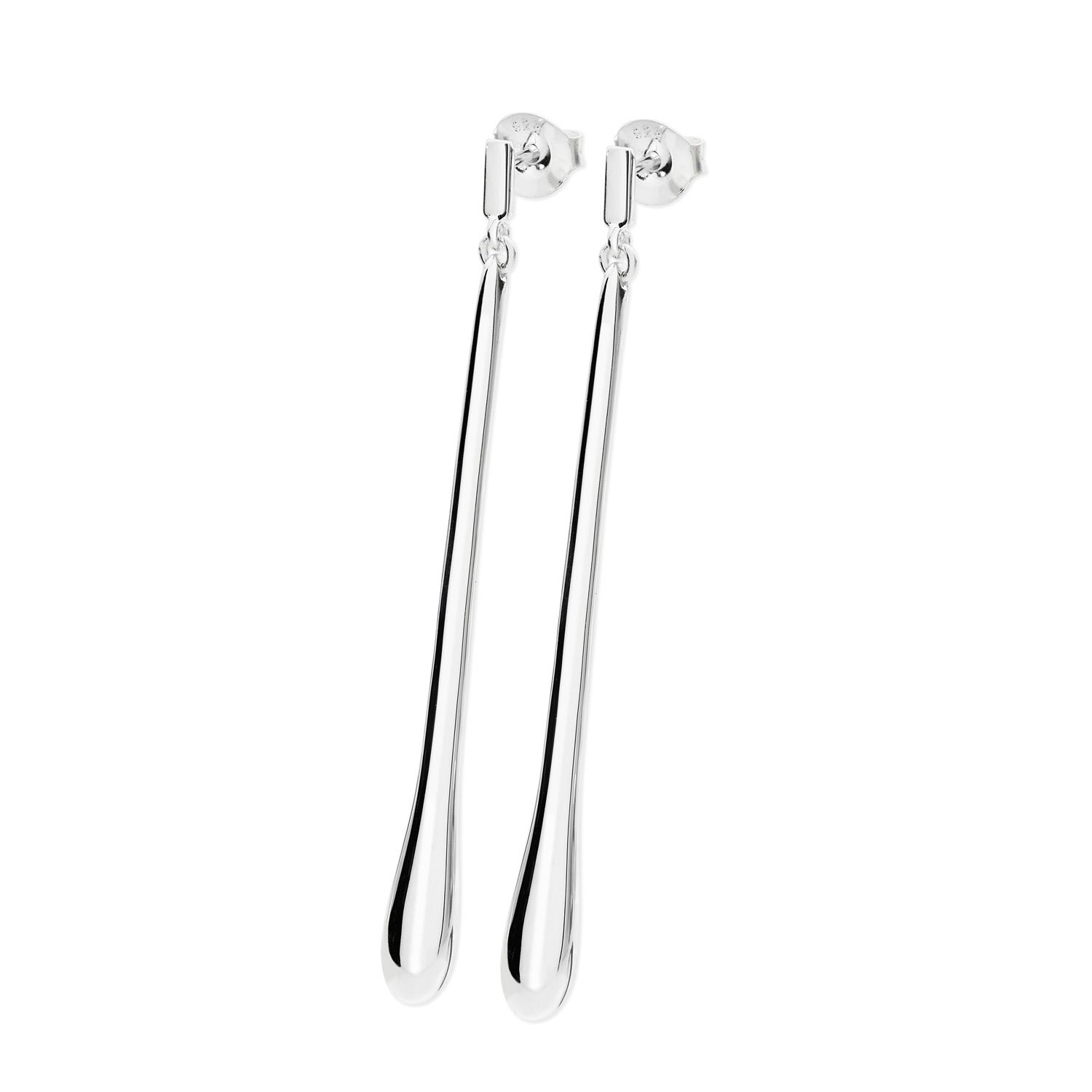 Women’s Silver Long Drop Stud Earrings Lucy Quartermaine