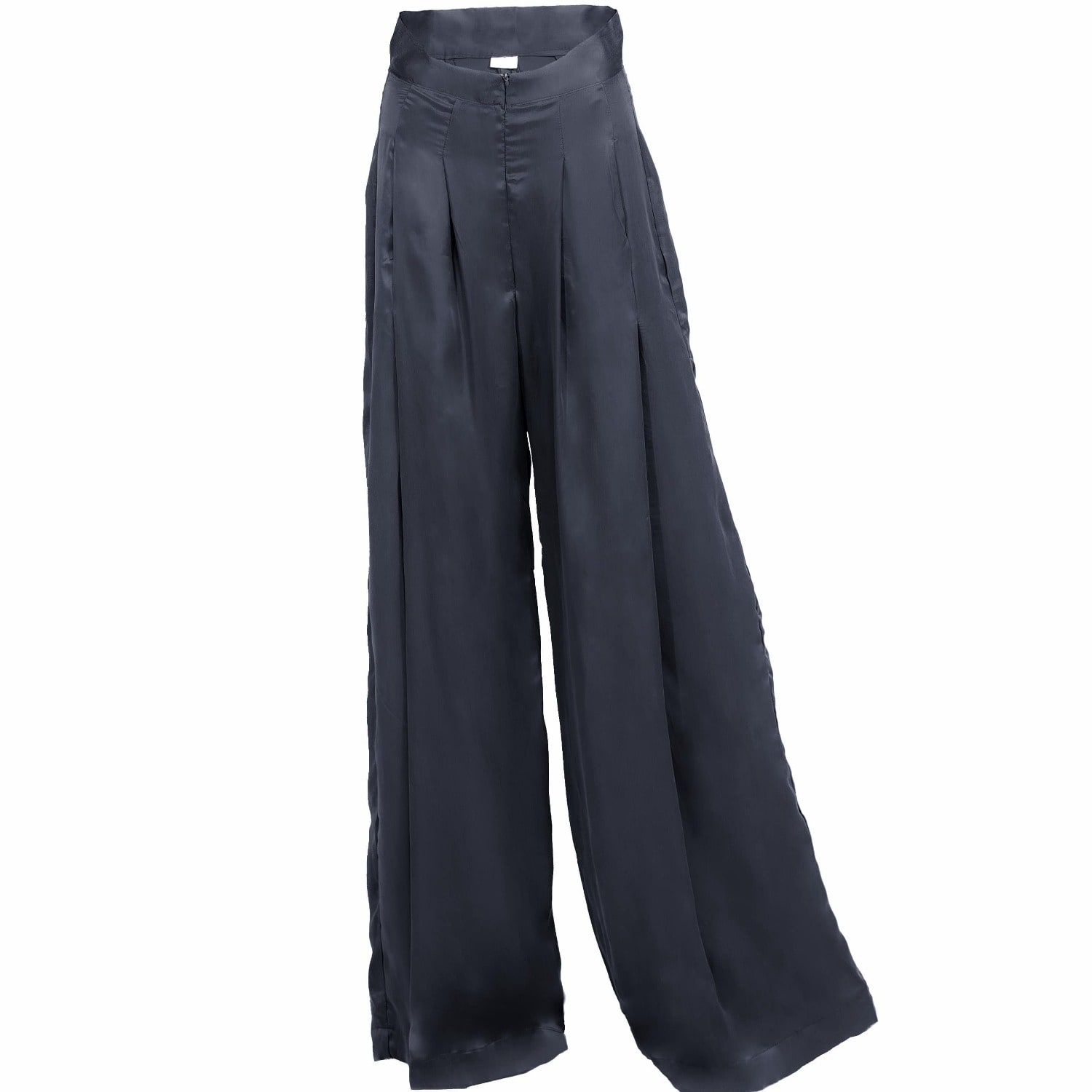 Ceva Cu Dichis High Waisted Trousers Black Vegan Silk, Cupro, Women