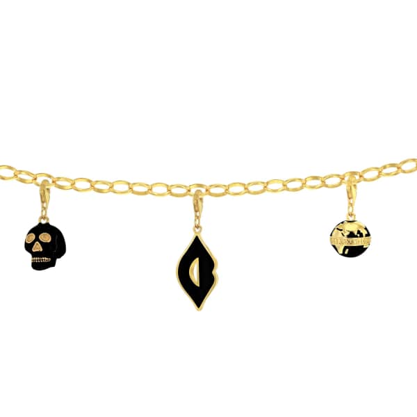 True Rocks Belcher Charm Bracelet Cast In Sterling & 18 Carat Gold Plated In Charm