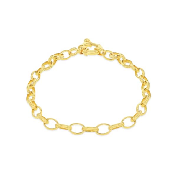 True Rocks Belcher Charm Bracelet Cast In Sterling & 18 Carat Gold Plated In Charm