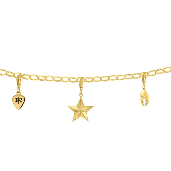 True Rocks Belcher Charm Bracelet Cast In Sterling & 18 Carat Gold Plated In Charm