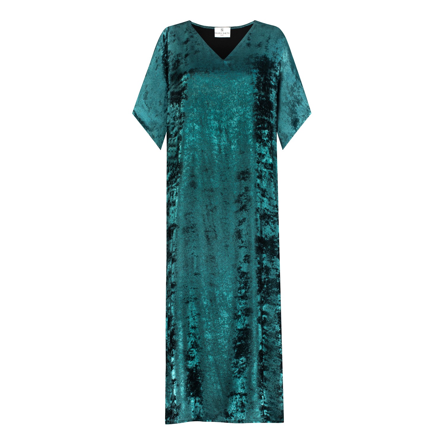 Dhara Sheth Dubai Women's Shadow Of Sequin Shimmer Blue Long Kaftan With Side Slit - Party Dress In Blue