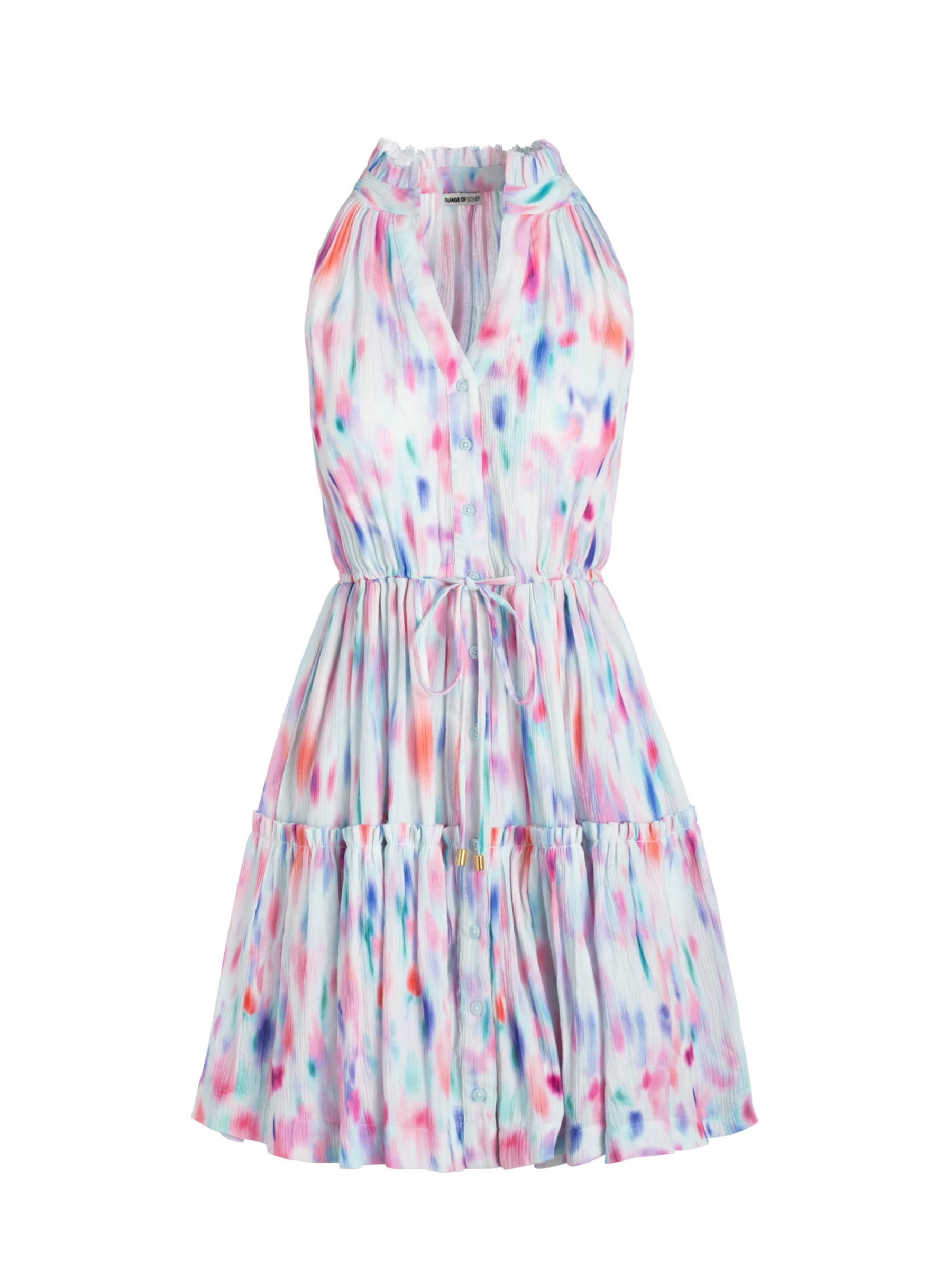 Change Of Scenery Women's Blue / Pink / Purple Charlotte Dress In Hazy Ikat Seafoam