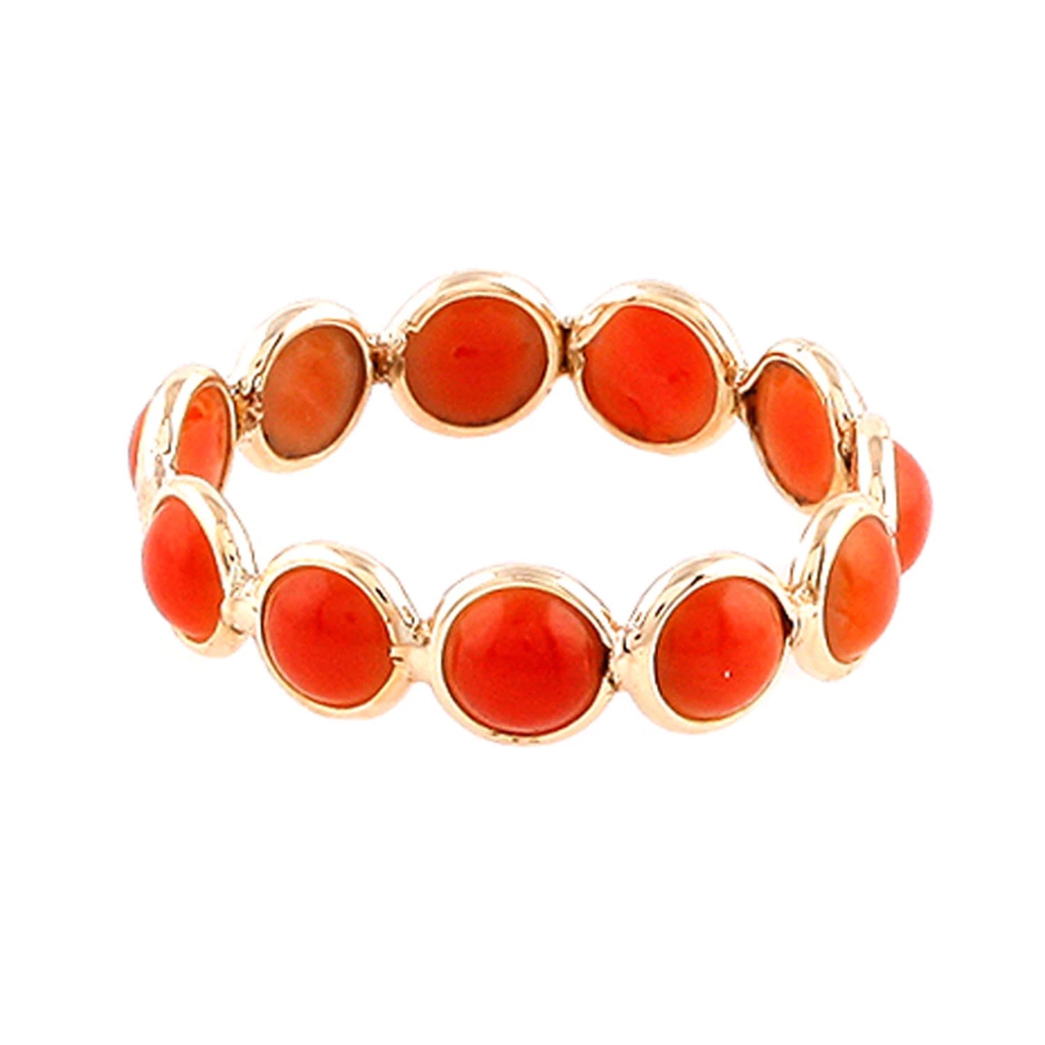 Tresor Collection Women's Red Coral Round Ring In Yellow Gold