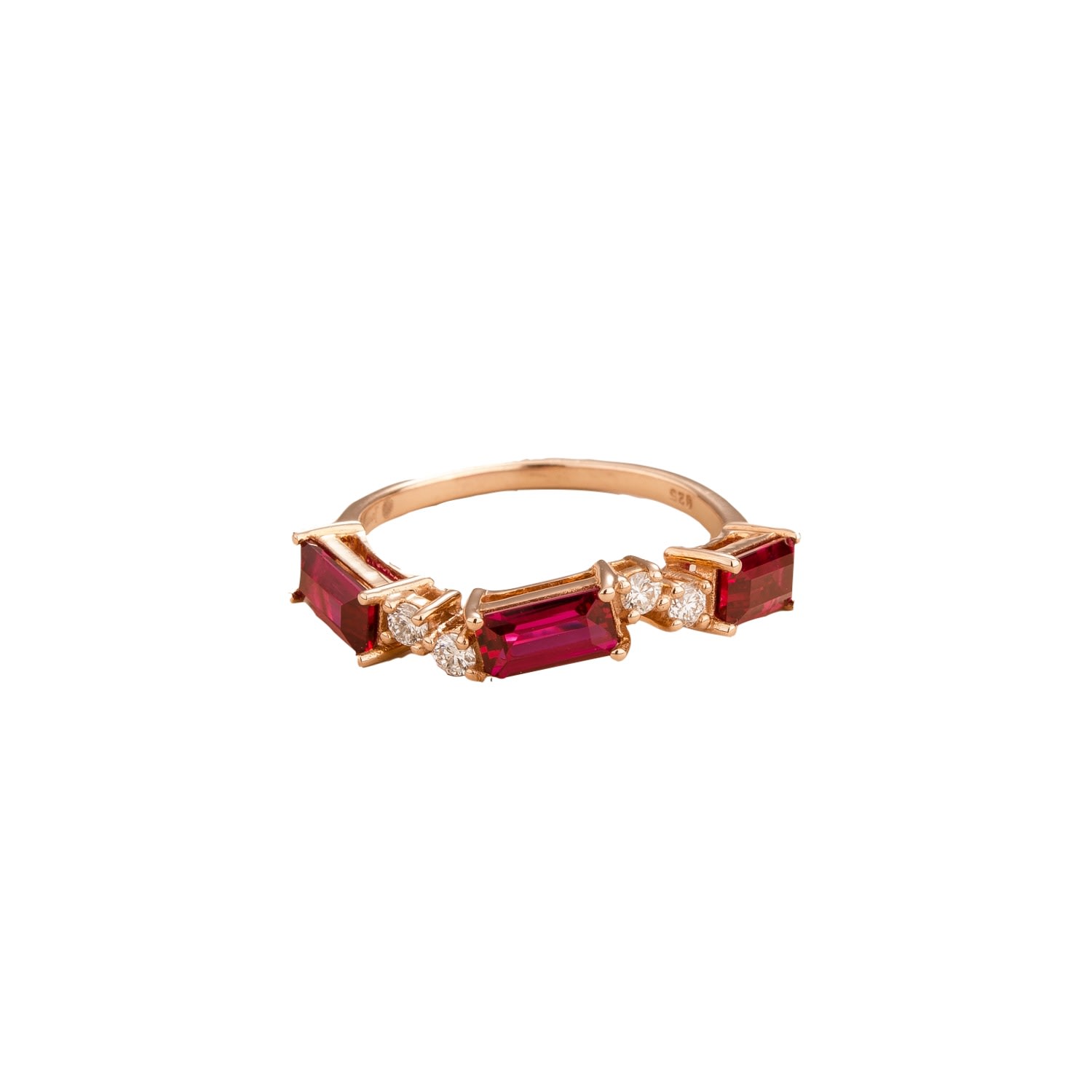 Juvetti Women's Red / White / Rose Gold Forma Ring With Ruby And Diamond Set In Rose Gold