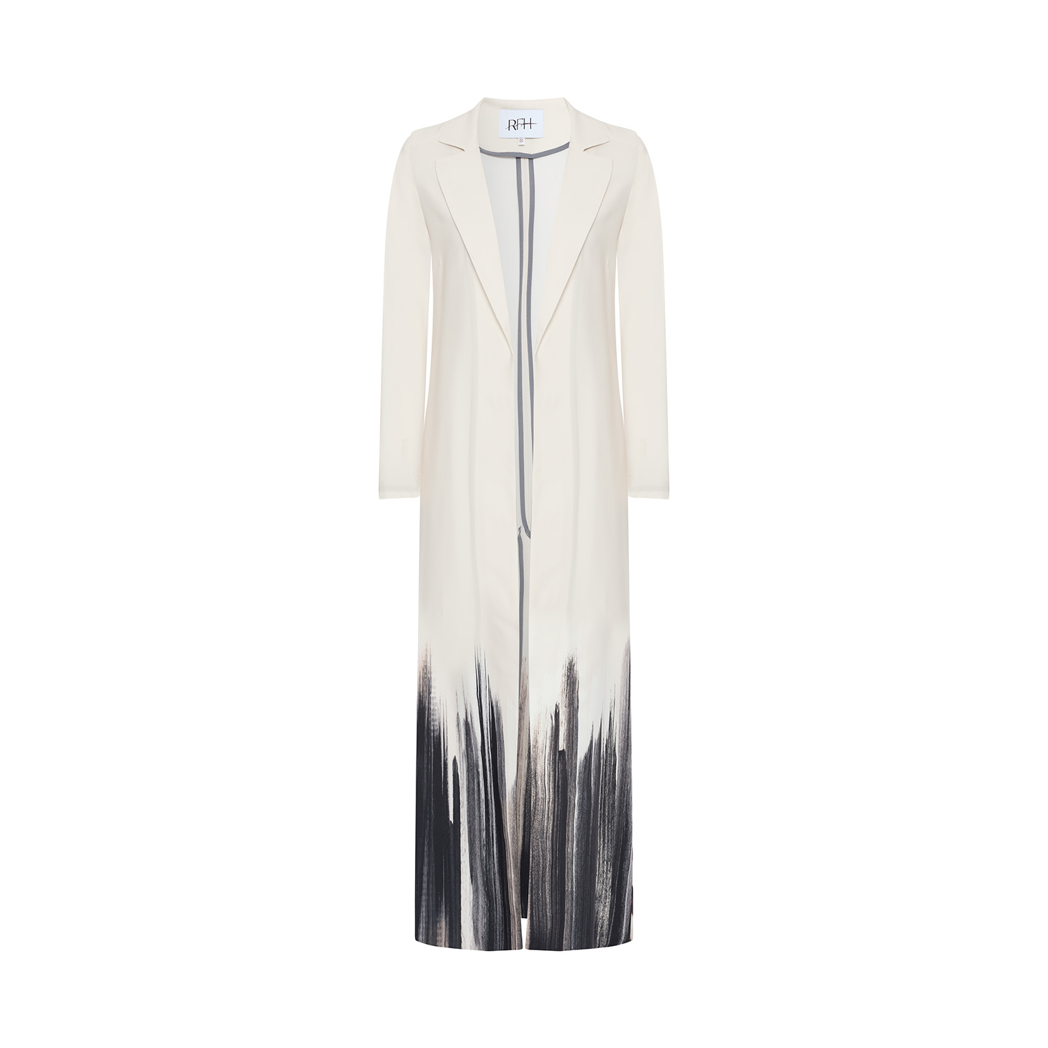 Women's White / Black Ombre Duster Kaftan | Medium | Roqaia Fashion House