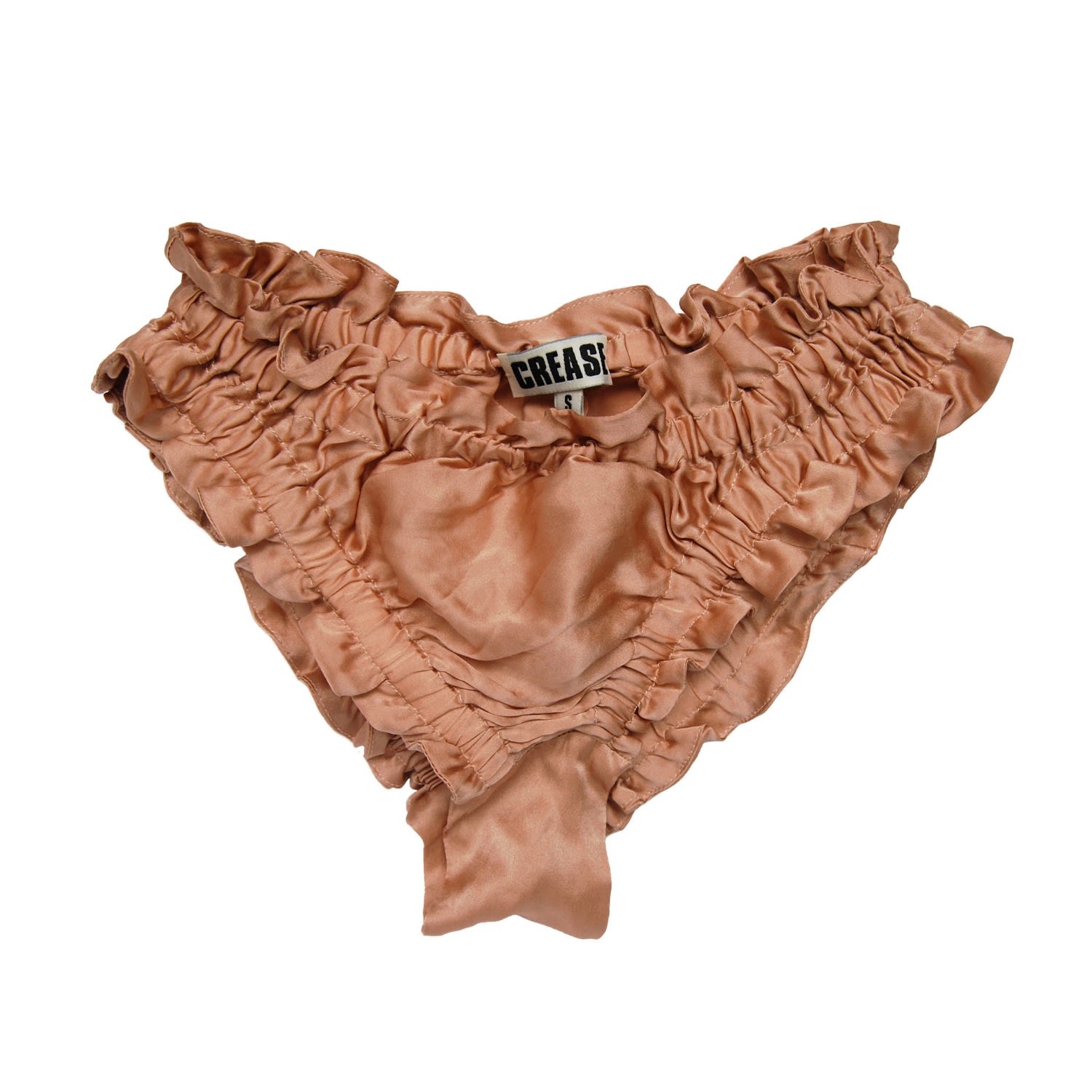 Crease Women's Rose Gold Silk Scalloped Briefs - Peach In Rose Gold
