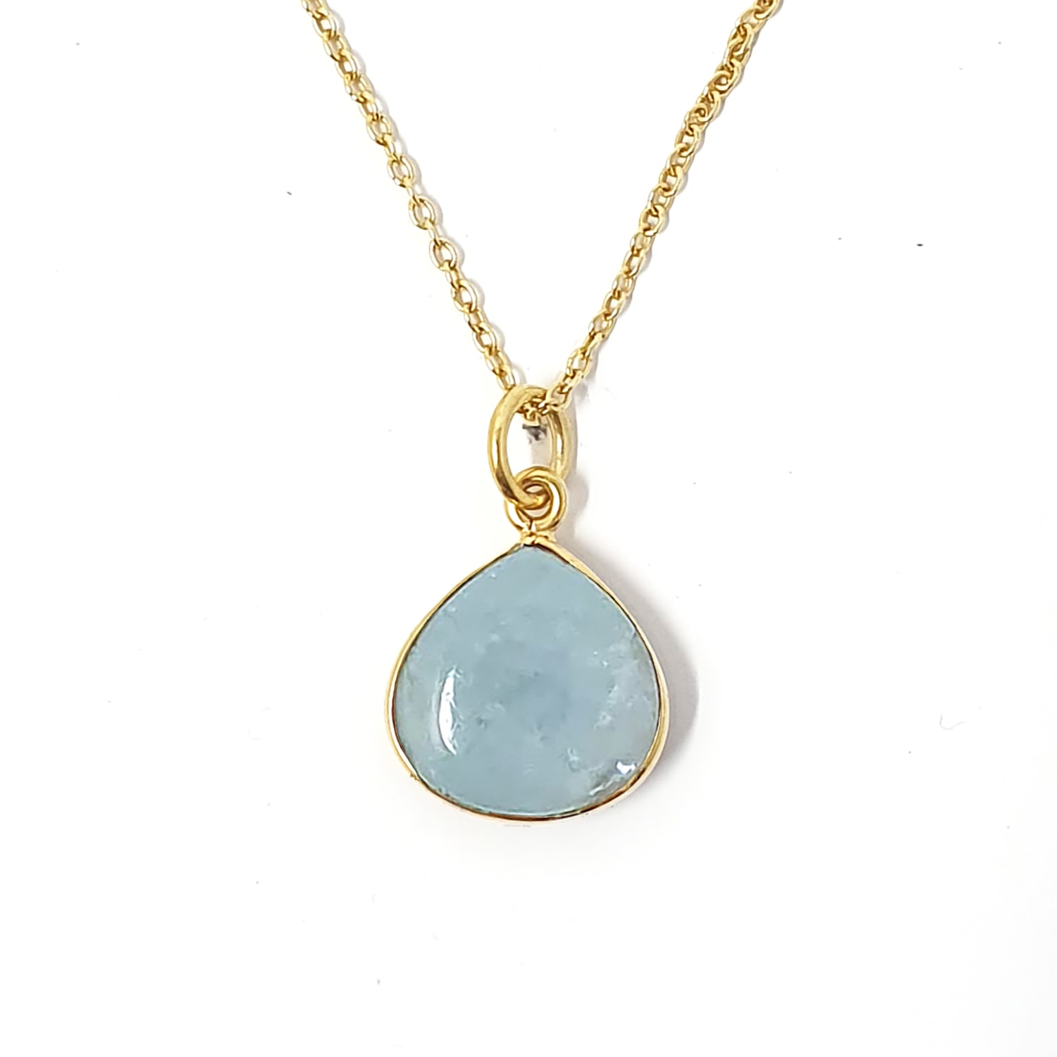 Women’s Gold Vermeil Plated Blue Aquamarine March Birthstone Necklace Harfi