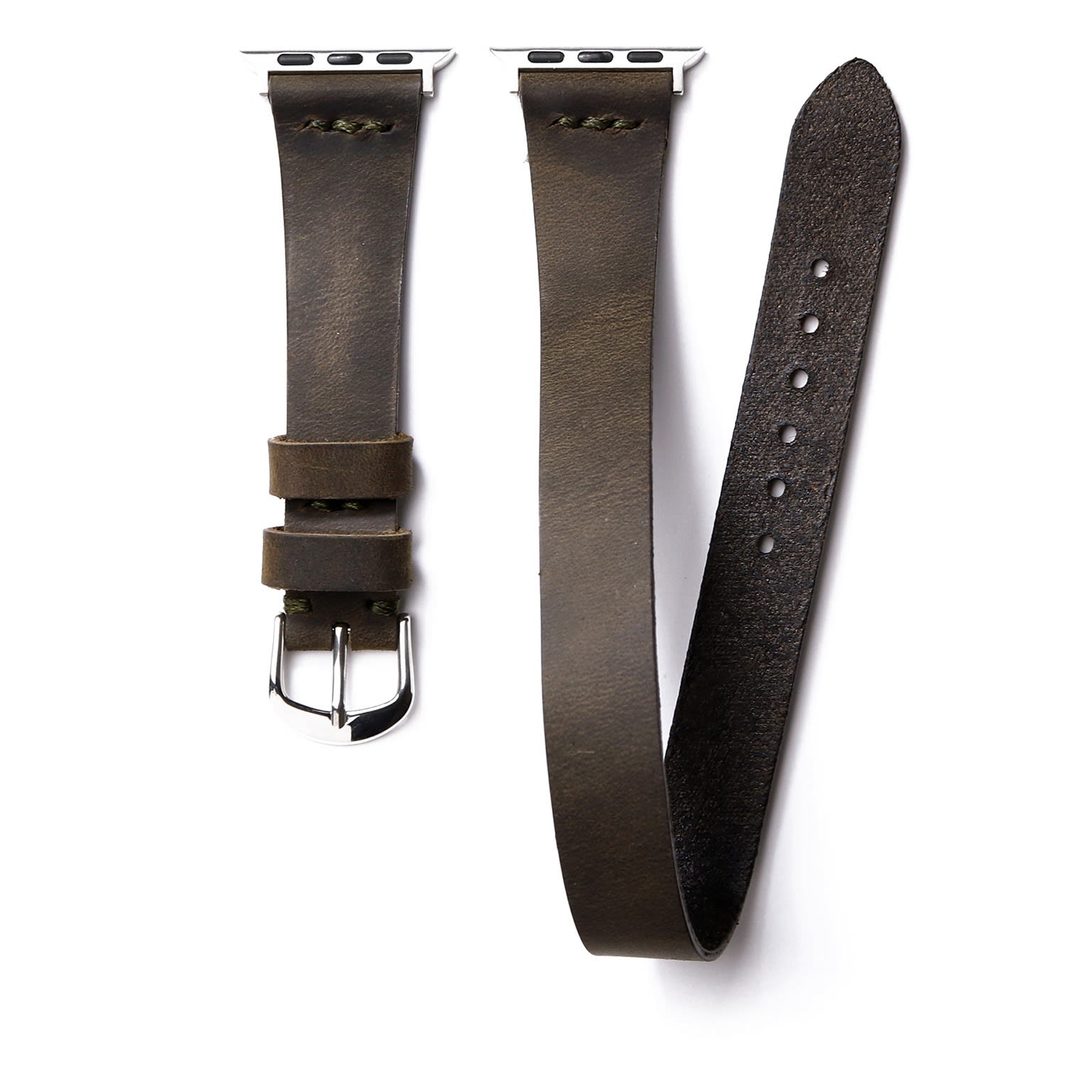 Roarcraft Men's Double Tour Apple Watch Leather Strap - Green In Green
