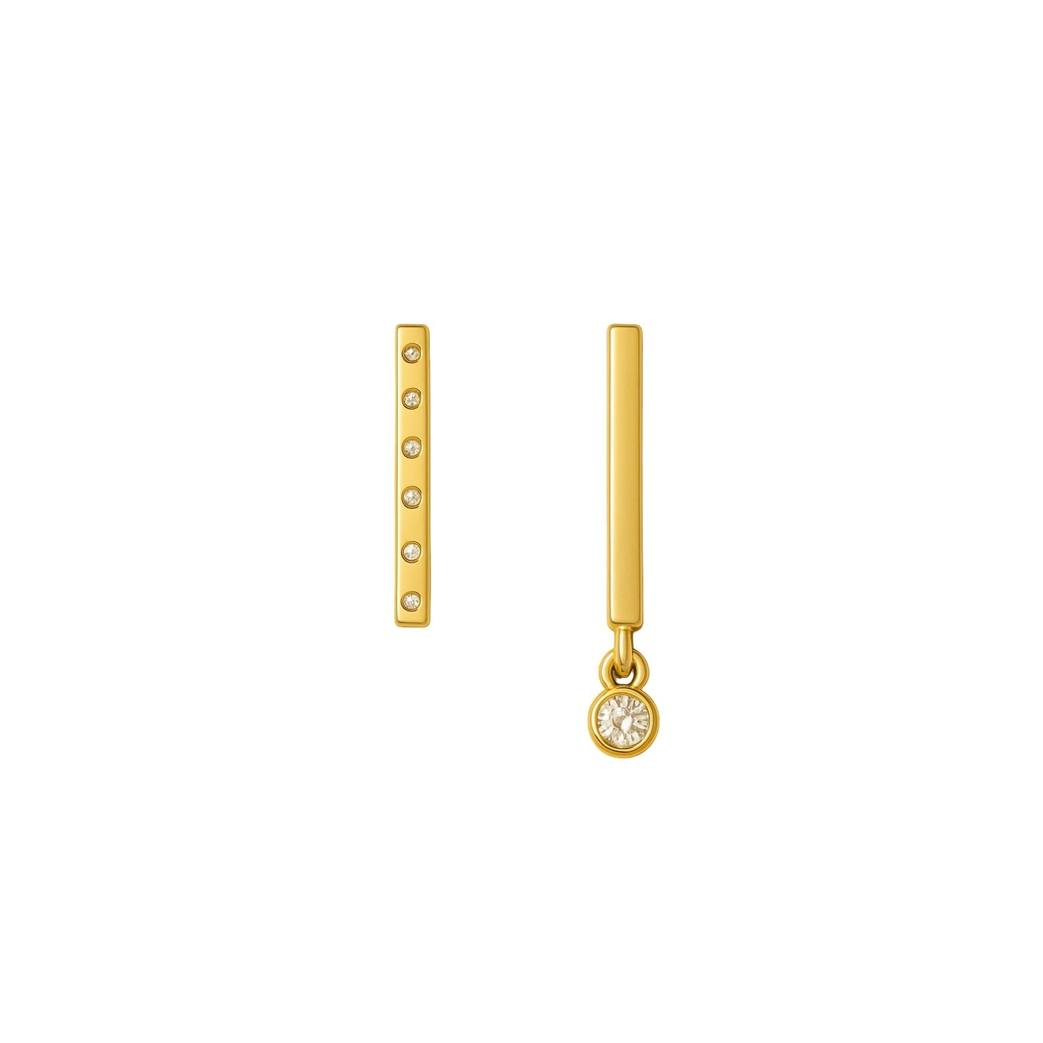 Lily Flo Jewellery Women's Gold Light Line Dual Bar Diamond Earrings In Gold