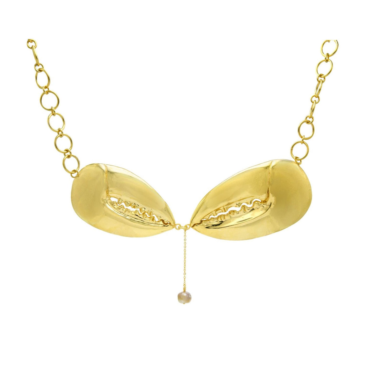 Sophie Simone Designs Women's Gold Necklace Big Crab Claws & Pearl
