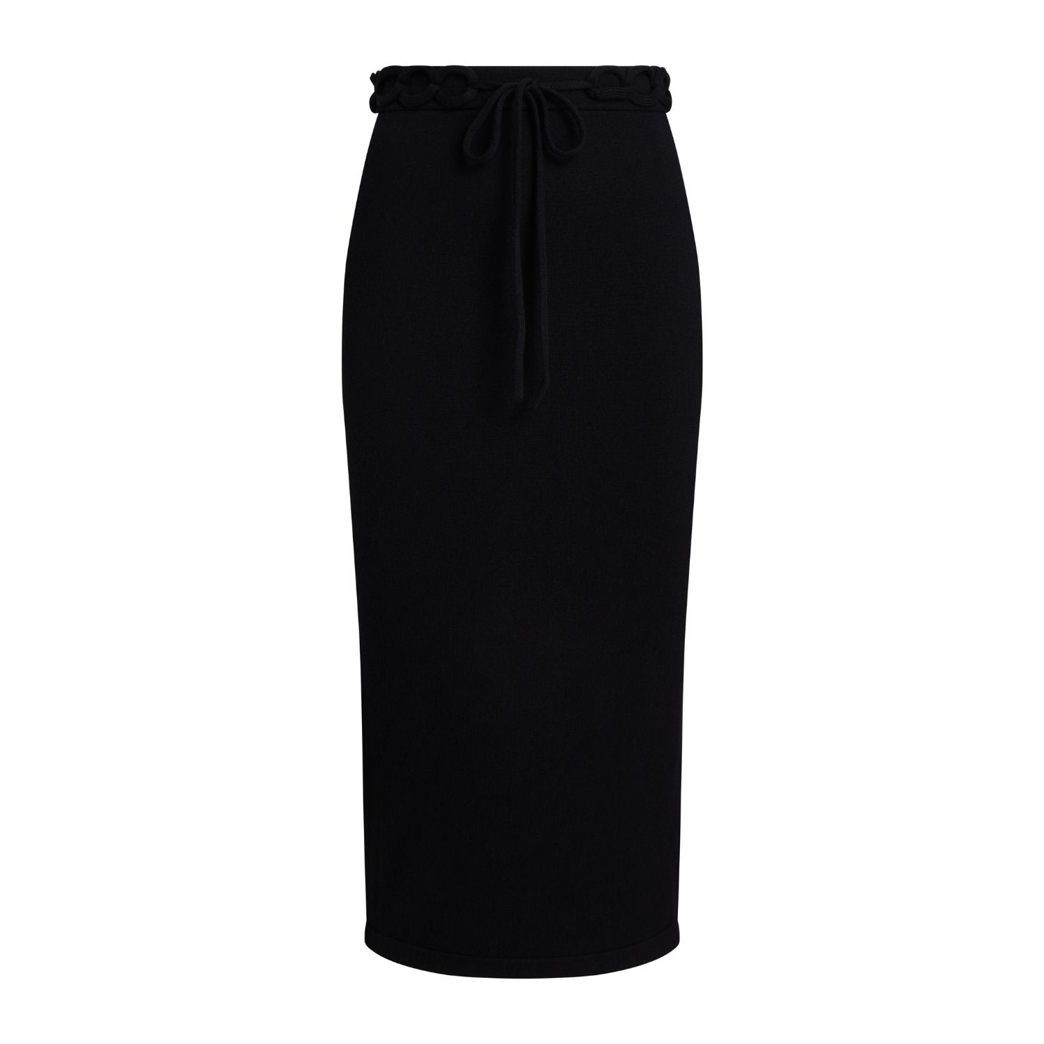 Women’s Chained Detail Silk Blend Knitted Midi Pencil Skirt - Black Medium Mnk Atelier