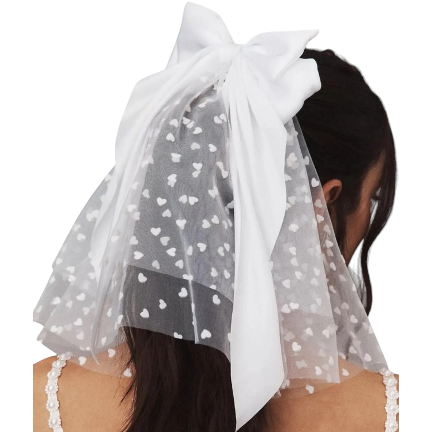 High Heel Jungle By Kathryn Eisman Women's White Mini Heart Bow Veil -ivory In White
