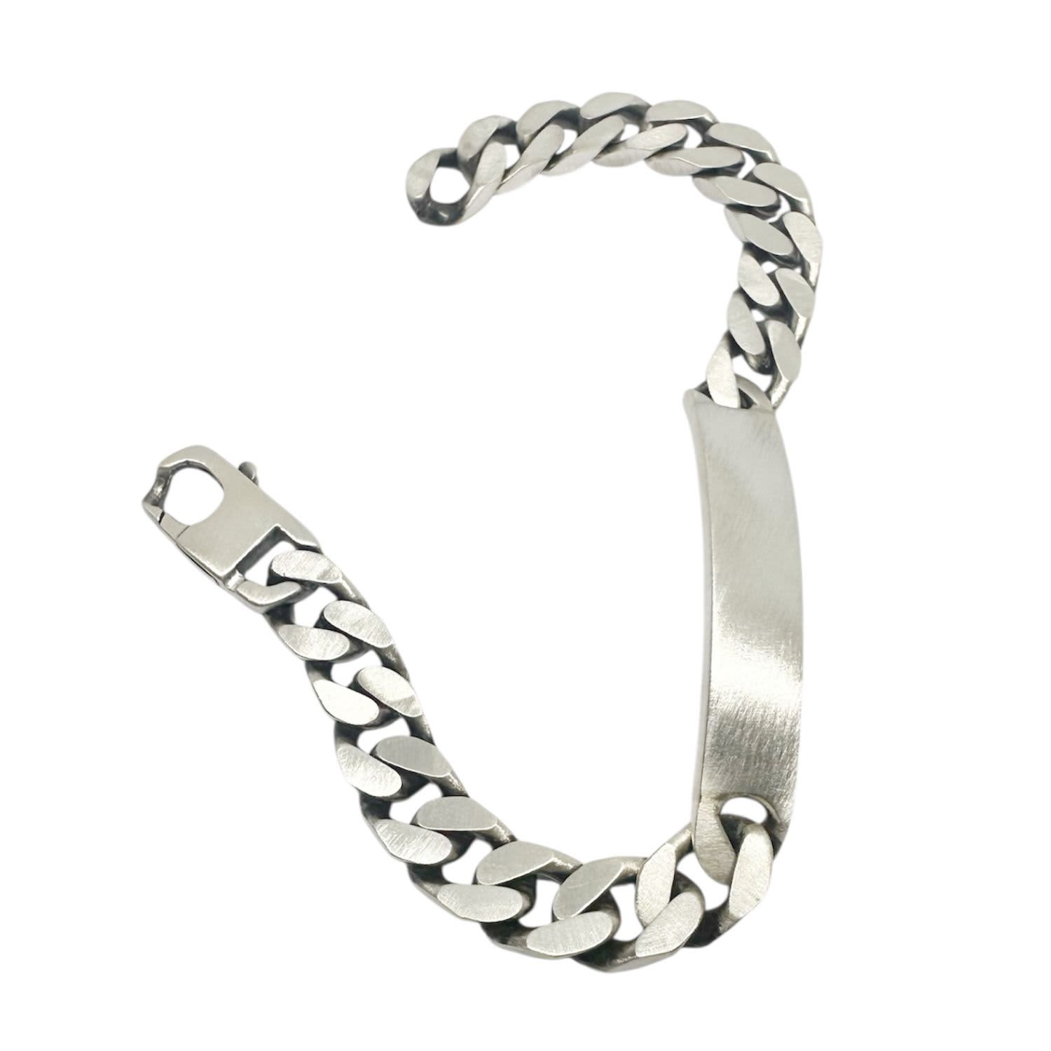 Men'S Sterling Silver Id Bracelet – Recycled Silver Plate & Curb