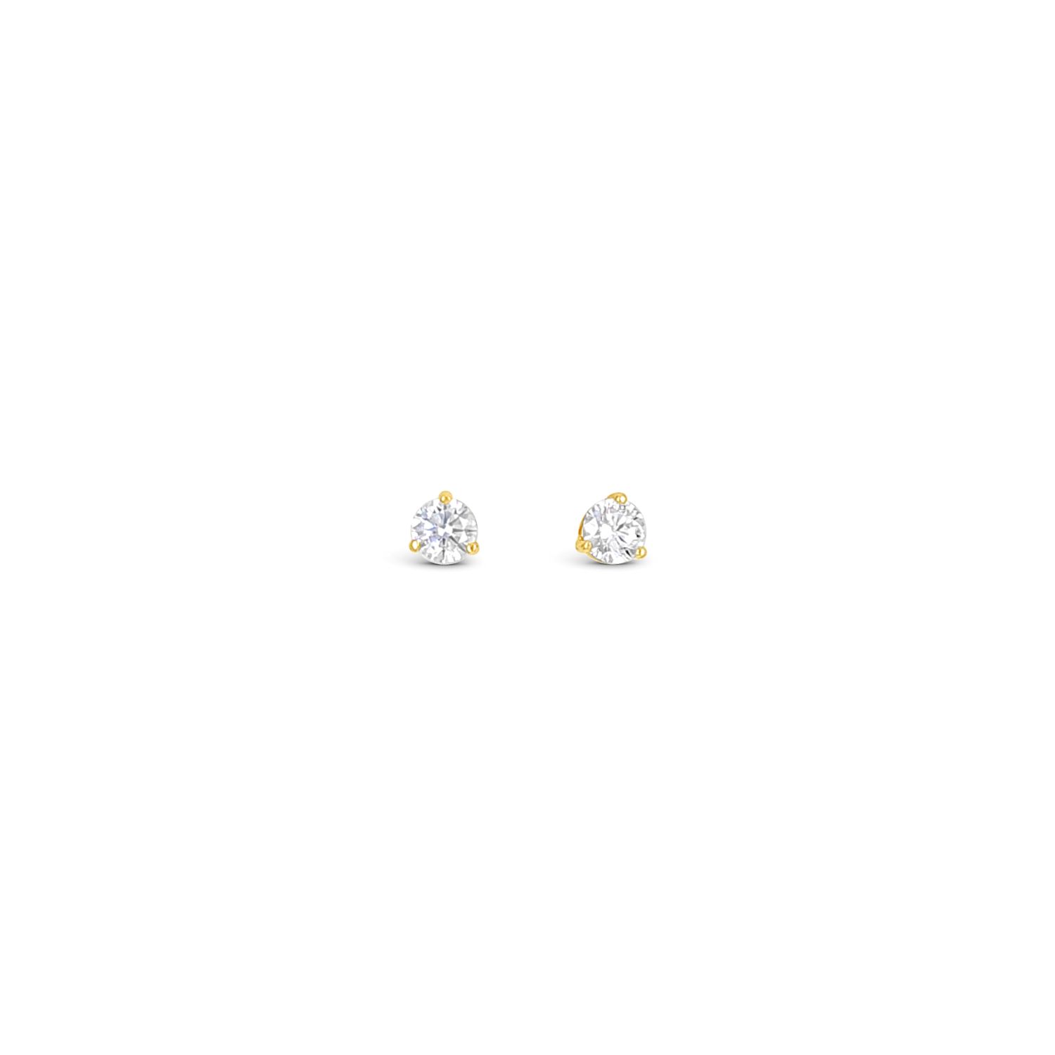 Lutiro Women's White Three Prong Martini Five Mm Studs - 10k Gold