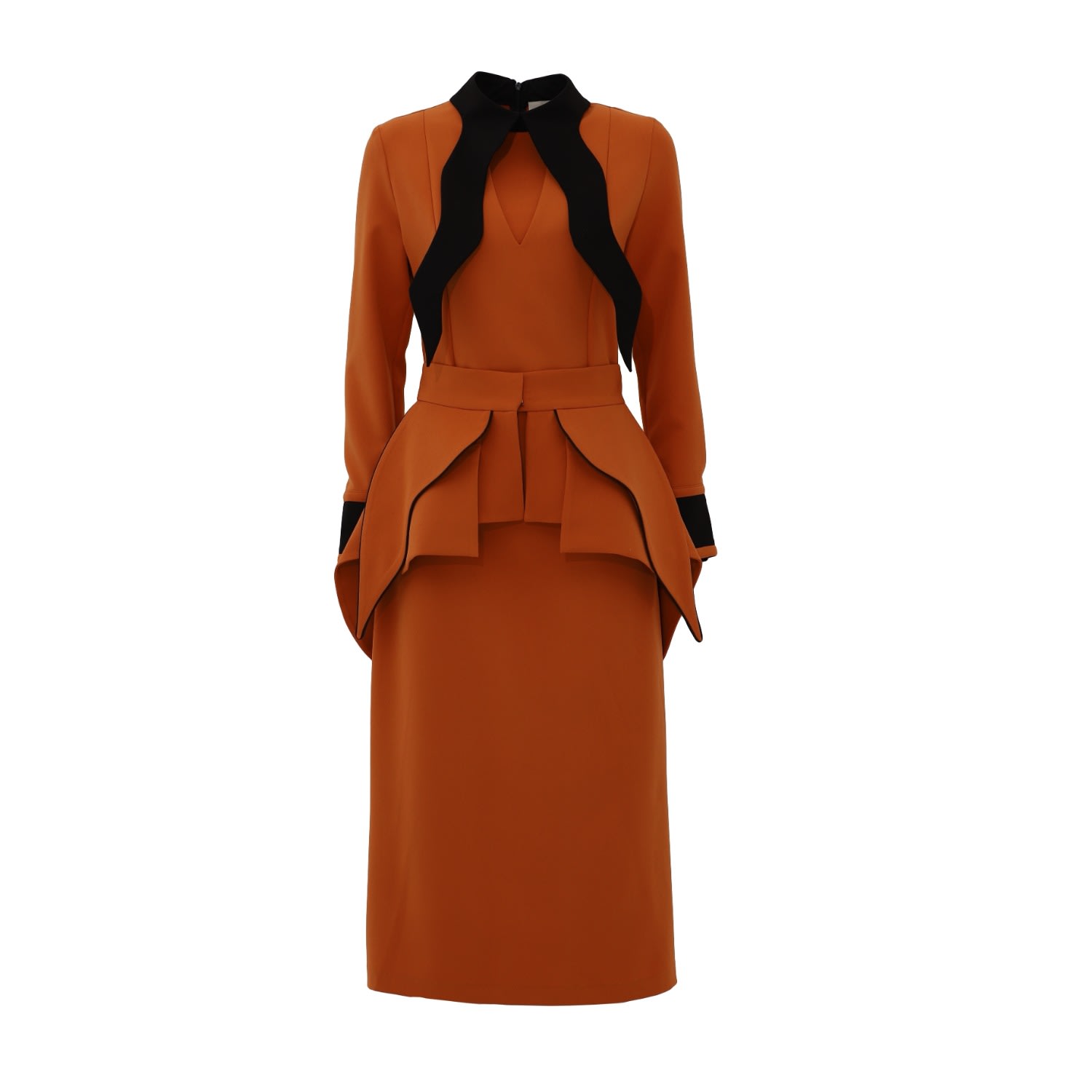 Julia Allert Women's Yellow / Orange Evening Peplum Belted Dress Orange - Two-piece Set In Yellow/orange