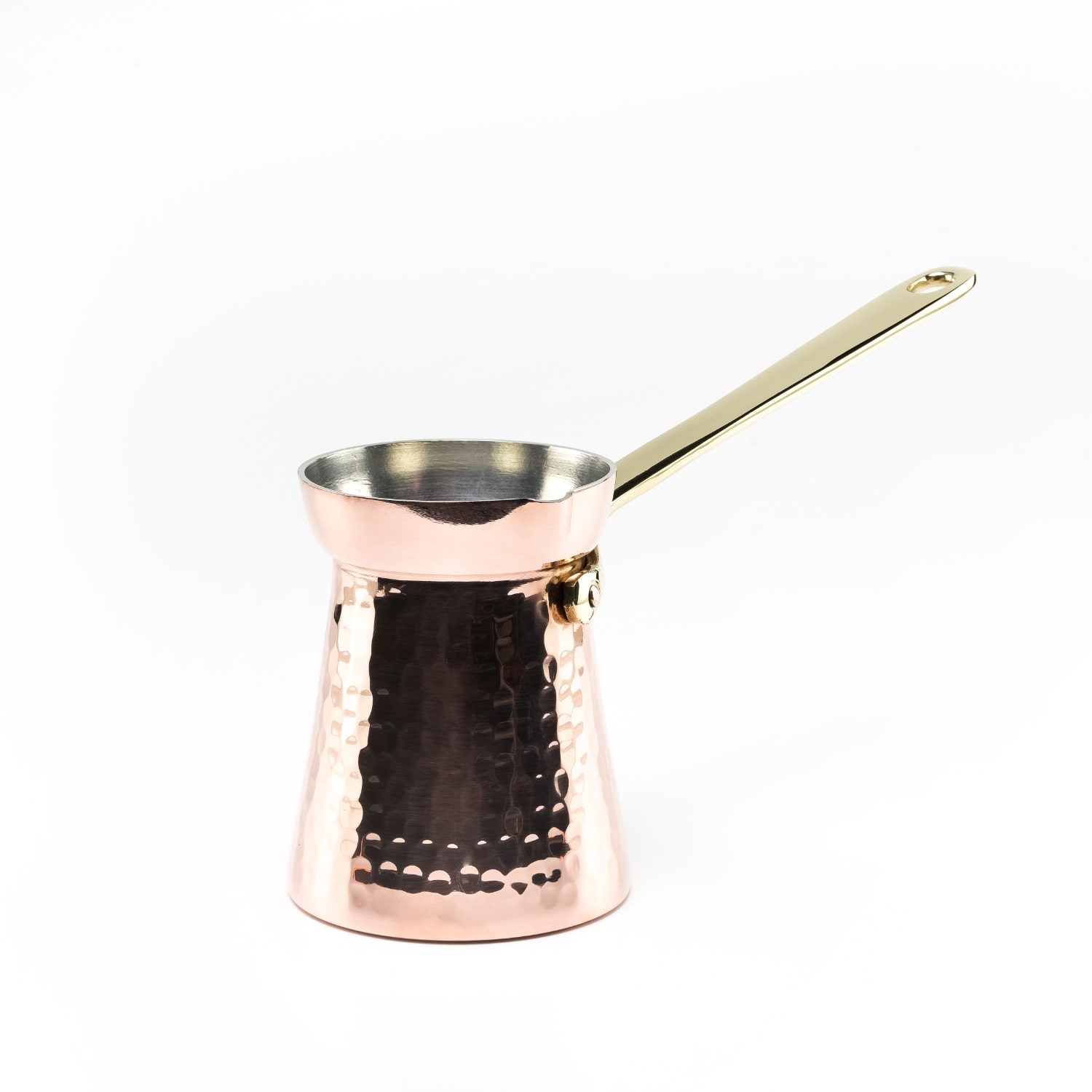 Anatoliacraft Neutrals Hammered Copper Coffee Pot With Brass Handle & Hevay Duty