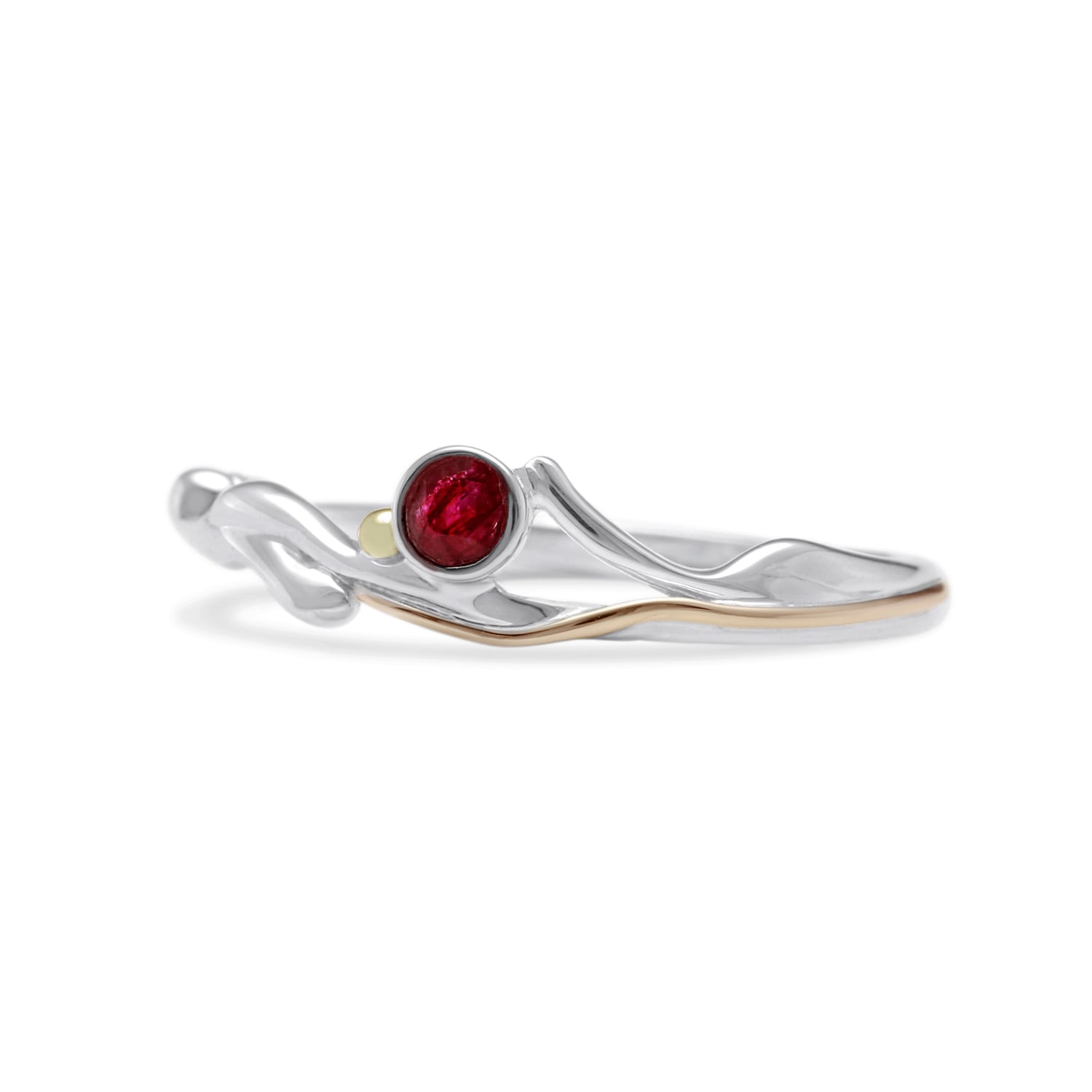 Isla Silver Women's Gold / Red / Silver Dainty Sterling Silver Ruby Ring