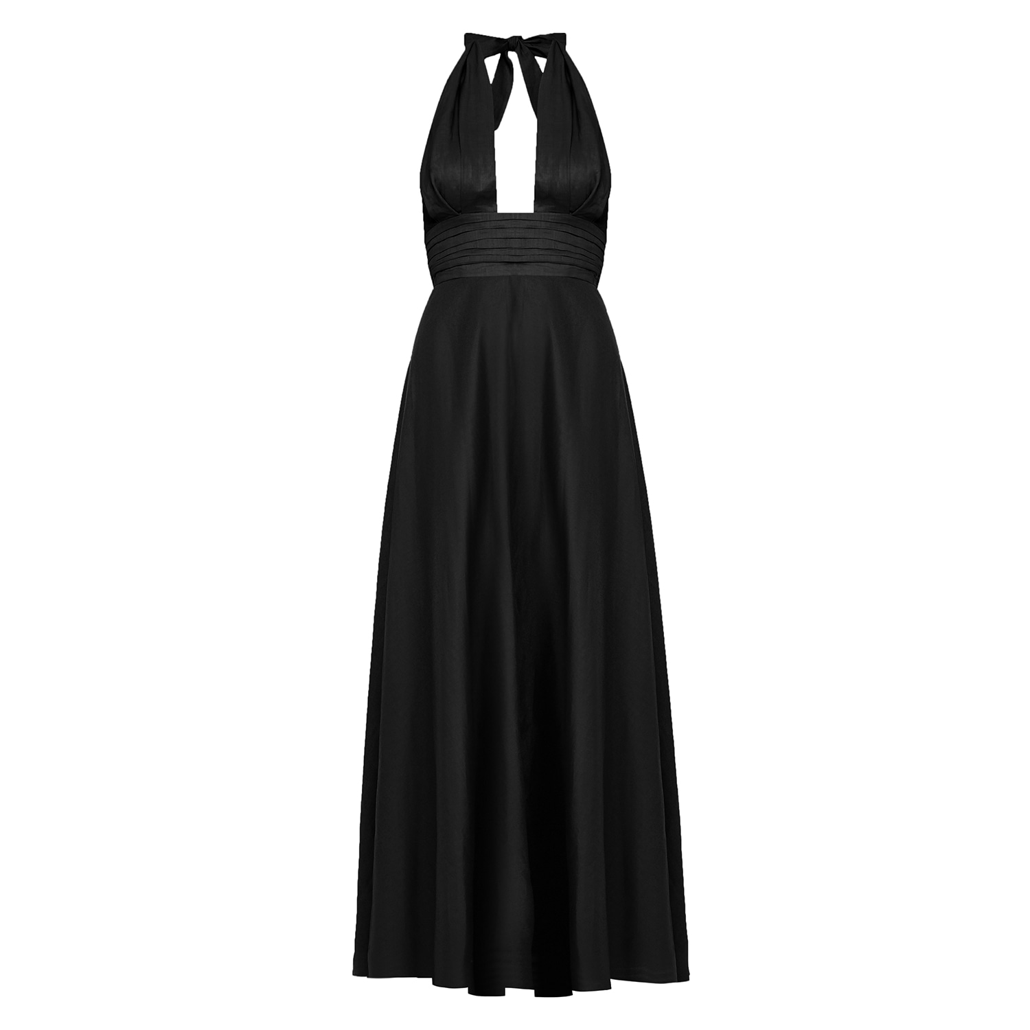 Women’s Black Linen Draped Maxi Dress Medium Avenue 8