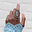Yaa Yaa London Neutral Mega Gemstone Gold Statement Ring In Statement