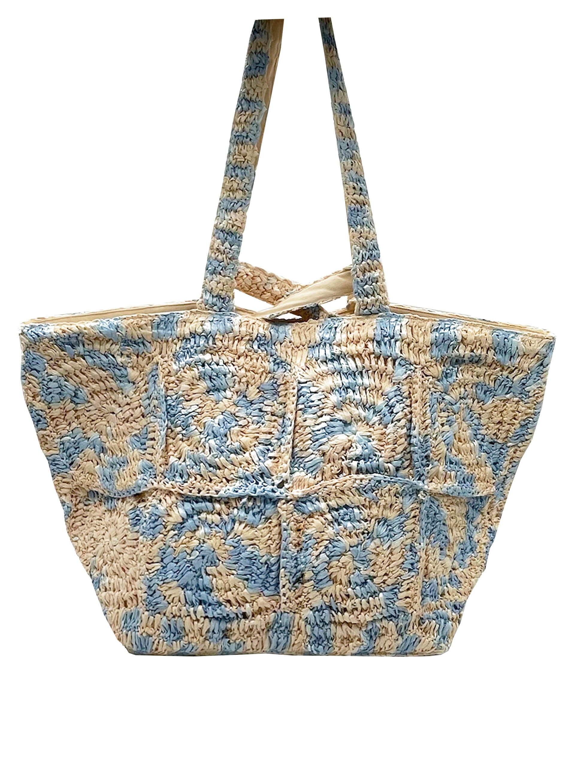 Nooki Design Glasto Crochet Tote-blue In Blue