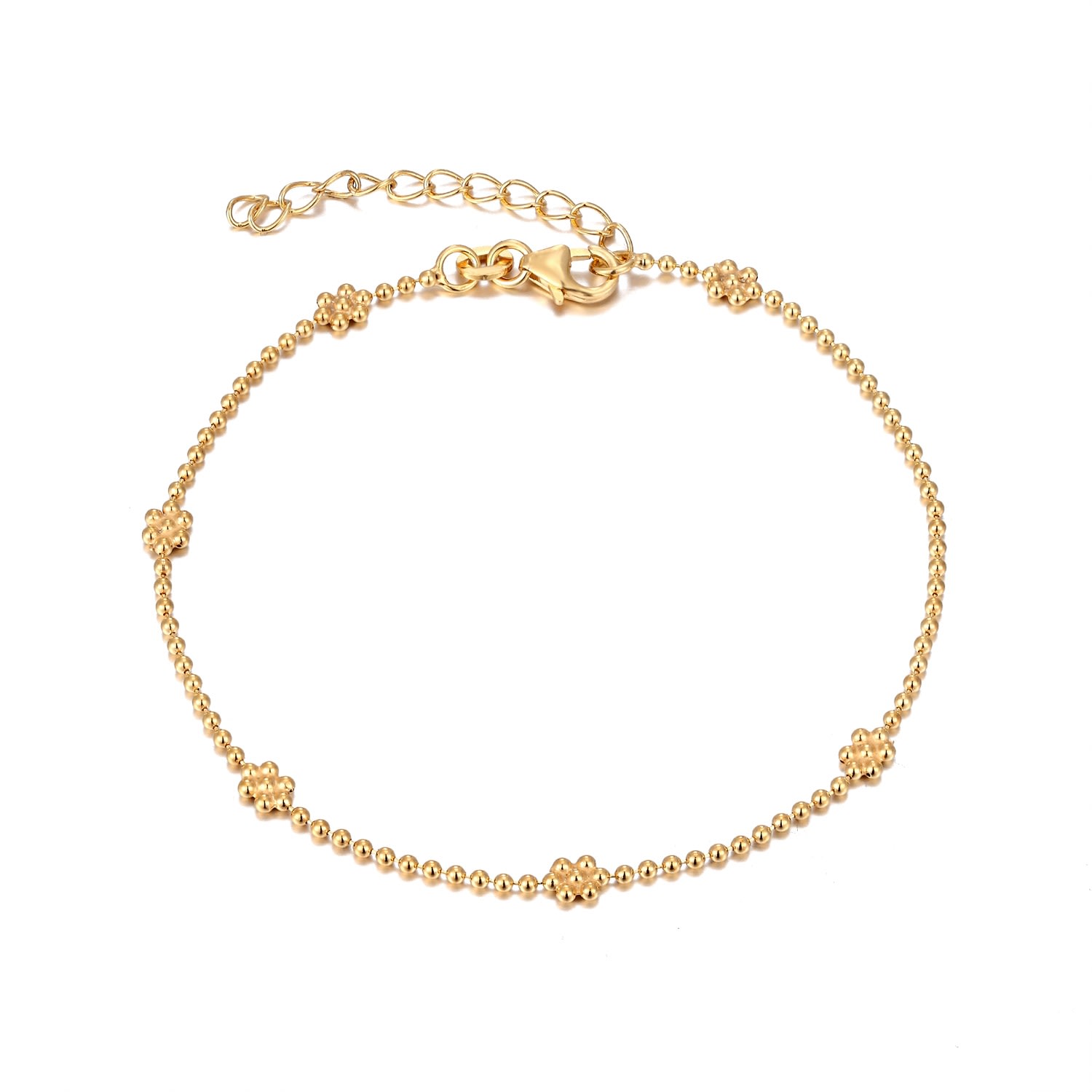 Women’s 22Ct Gold Vermeil Beaded Flower Anklet Seol + Gold