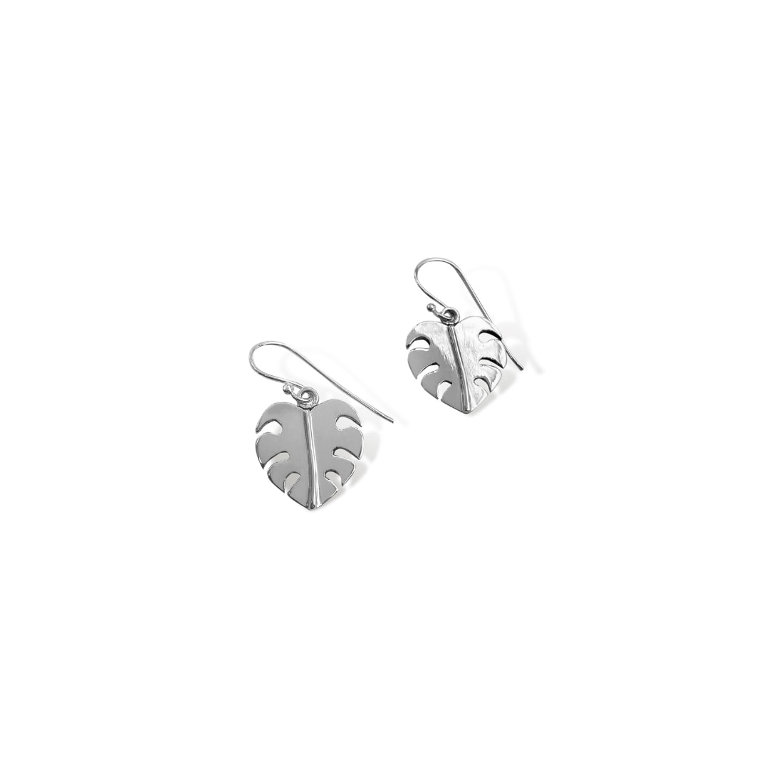 Women’s Silver Bijoux Petite Monstera Leaf Earrings Fv Jewellery