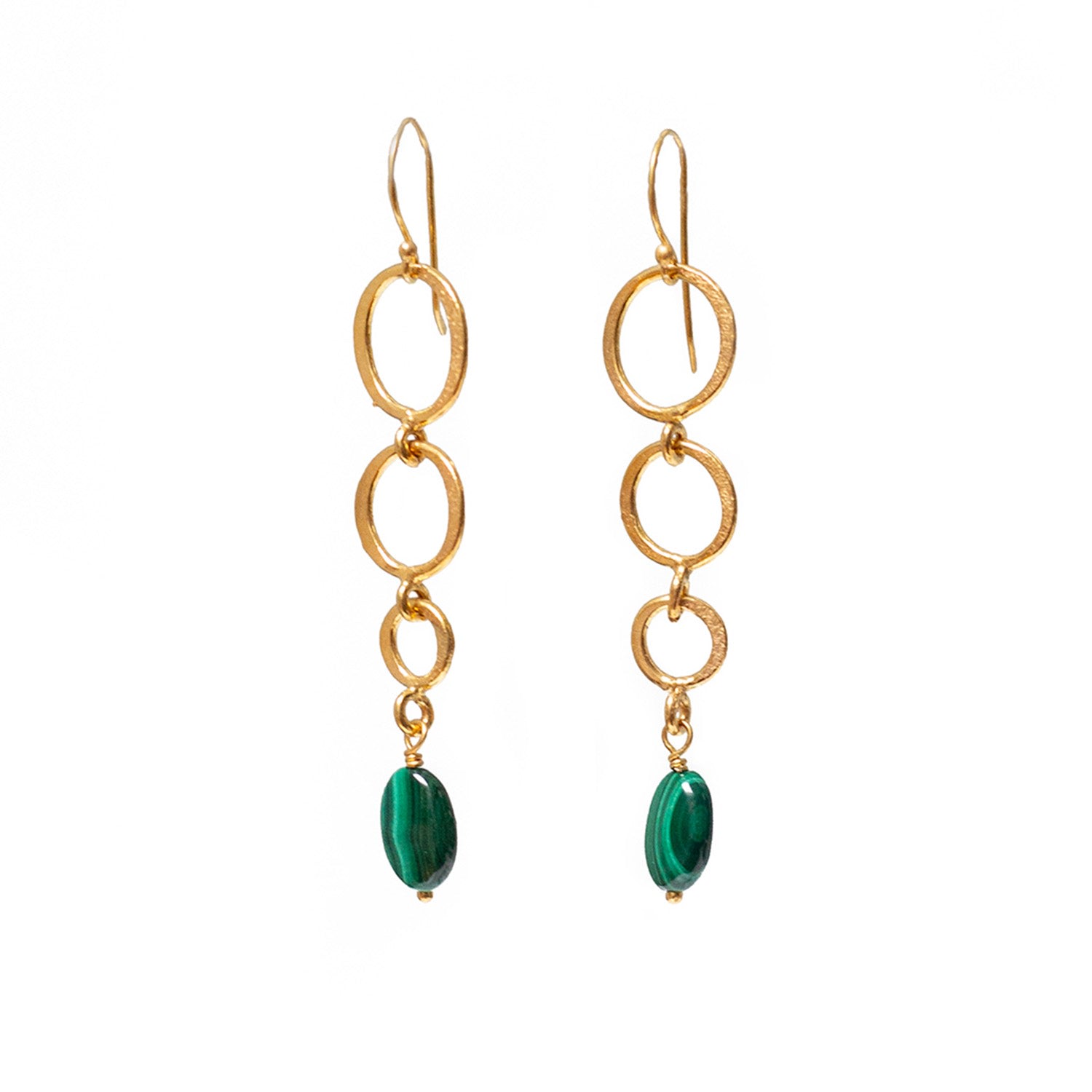 Mirabelle Jewellery Women's Green Anita Long Earrings Malachite In Gold