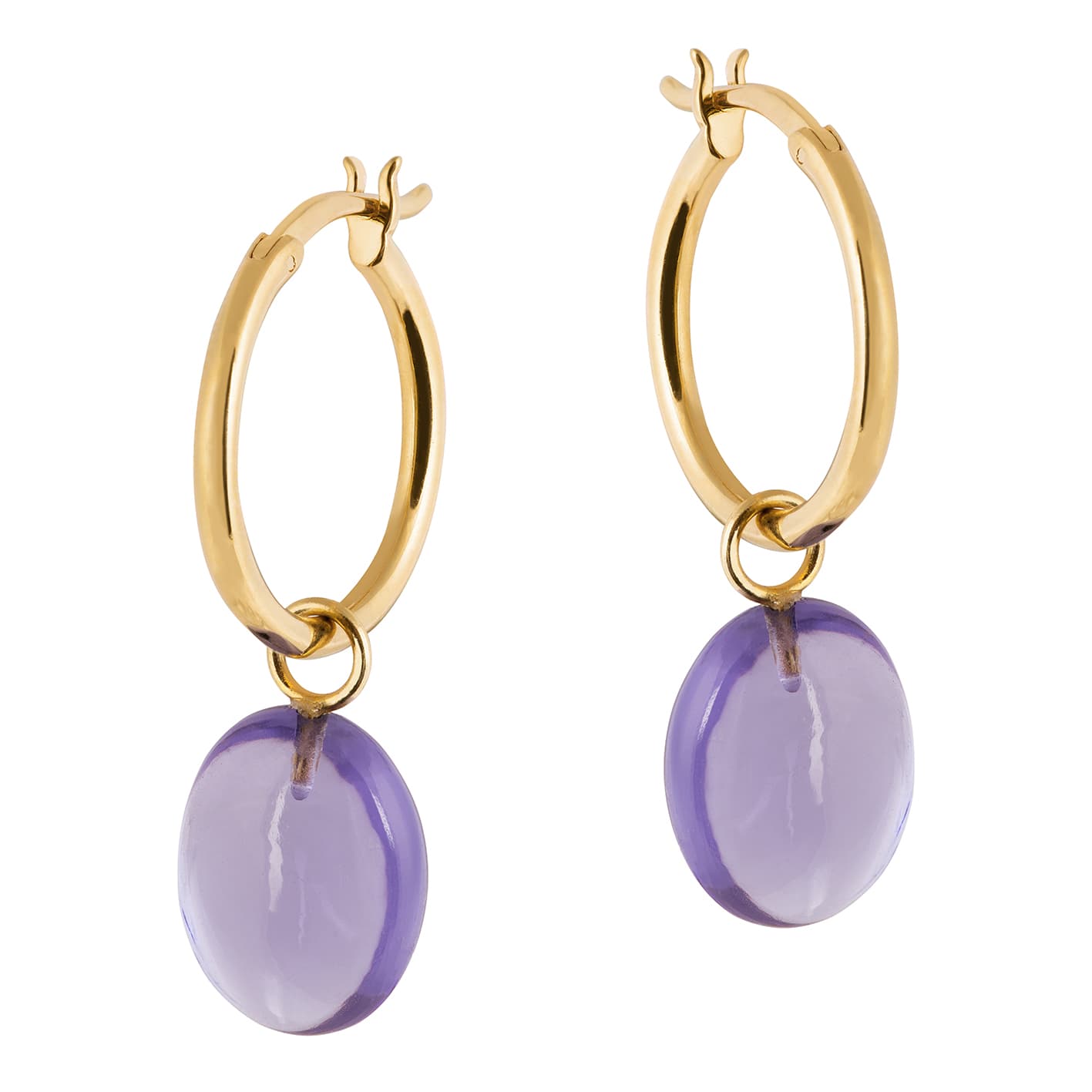 Women’s Eden Gold Hoop Earrings With Amethyst Gemstone Charm Amadeus