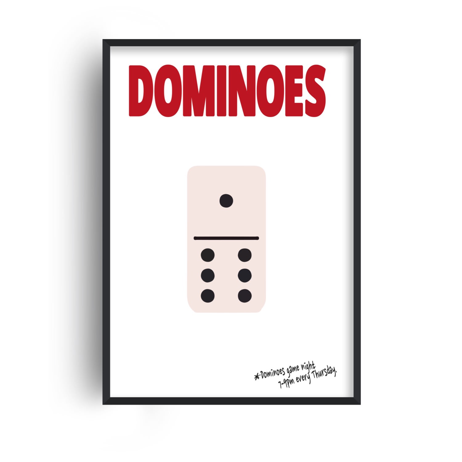 Fanclub Black / Red Dominoes Retro Game Giclée Art Print A2 In Red/black