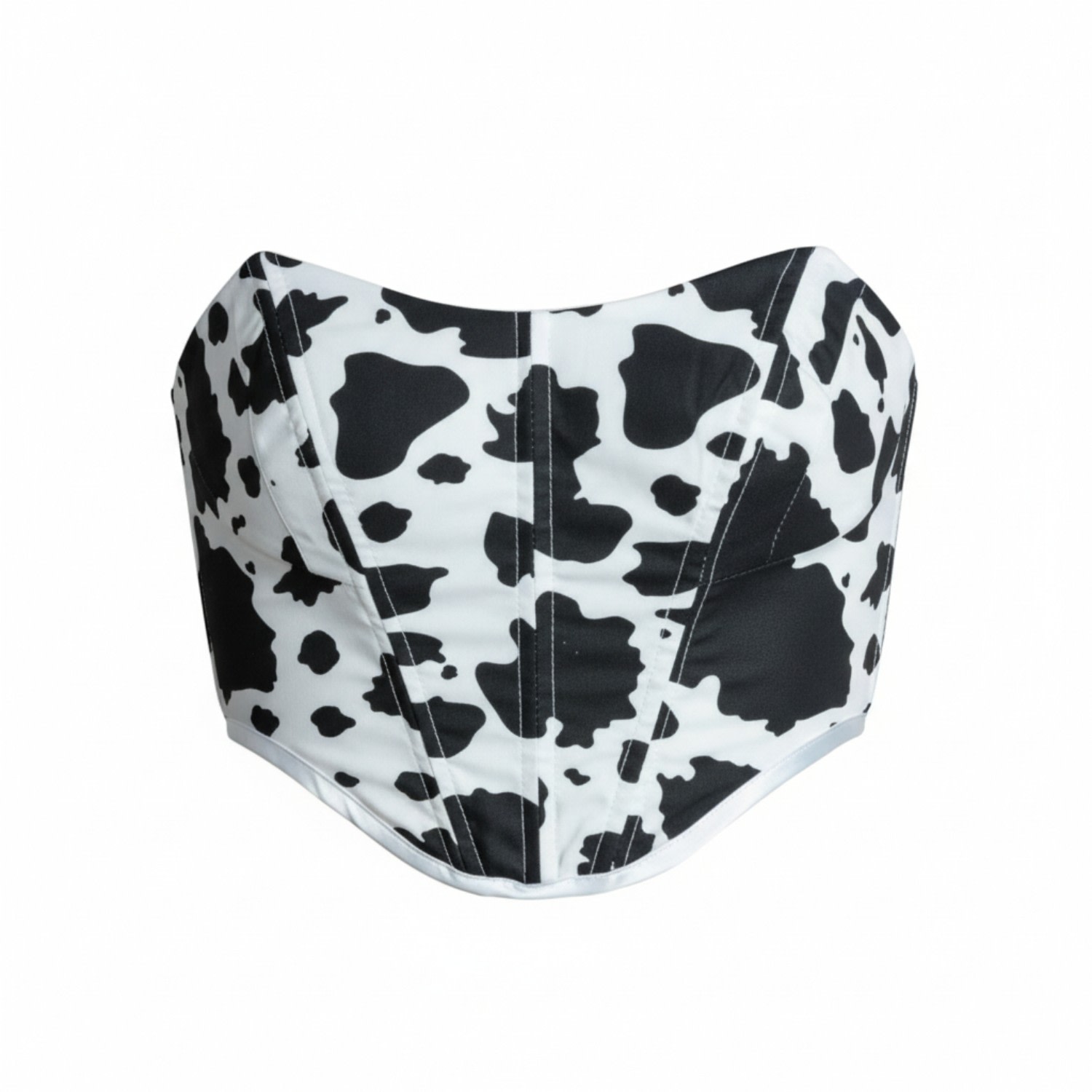 Women's Black / White Kiana Top In Cow Print | Medium | The Coolgirl Nyc