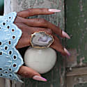 Yaa Yaa London Neutral Mega Gemstone Gold Statement Ring In Statement