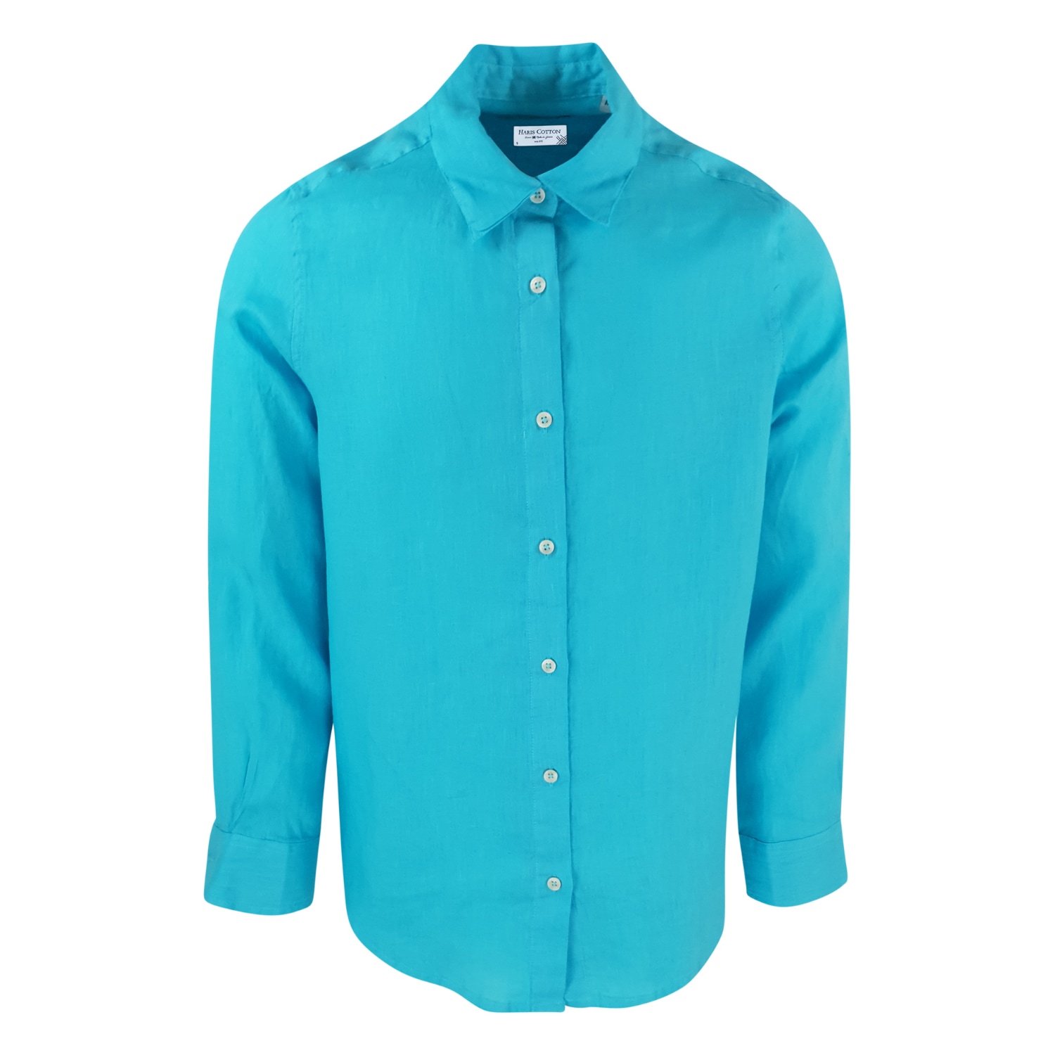 Haris Cotton Men's Linen Basic Long-sleeved Shirt-zante Blue