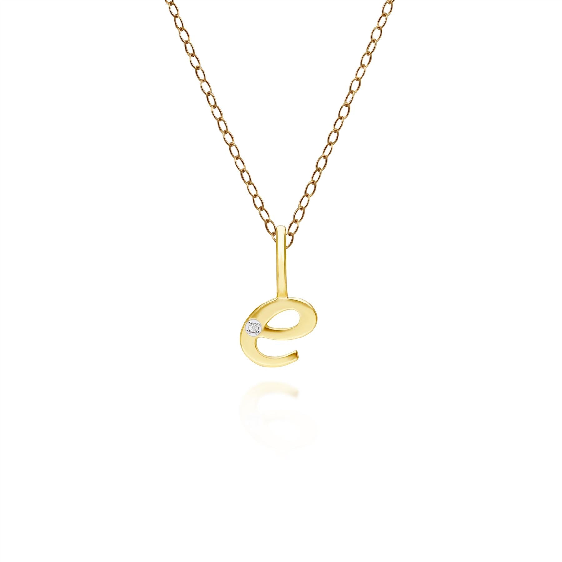 Women’s Alphabet Letter E Diamond Pendant In Yellow Gold Gemondo