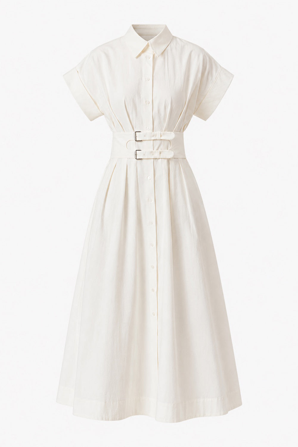 Women's Neutrals / White Samantha Midi Dress - Ecru | Extra Small | Exquise